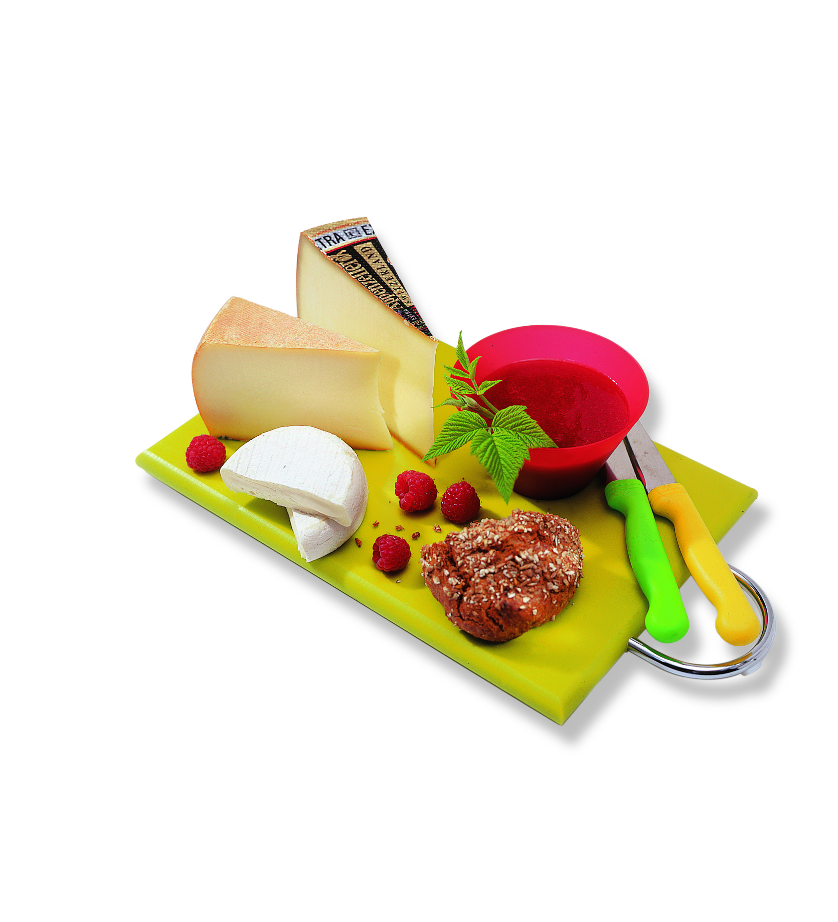Käseplättli mit Himbeersauce
