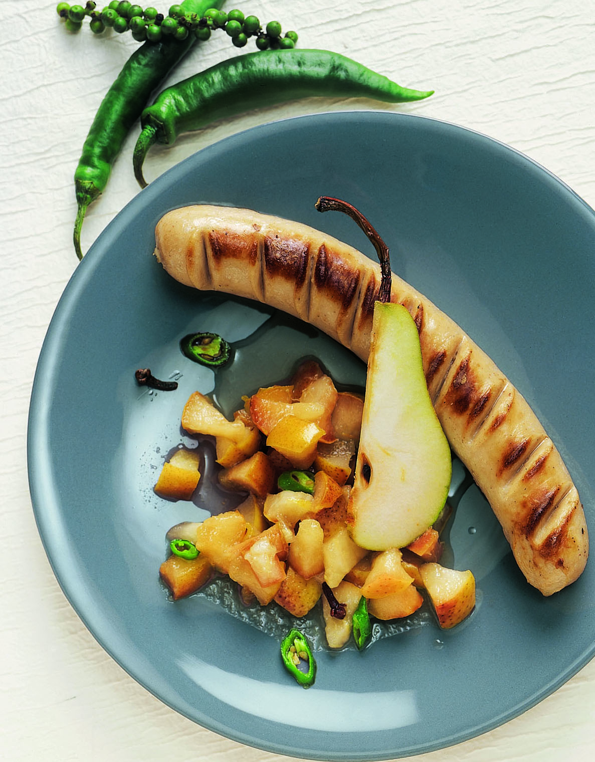 Saucisse de veau et son chutney aux poires