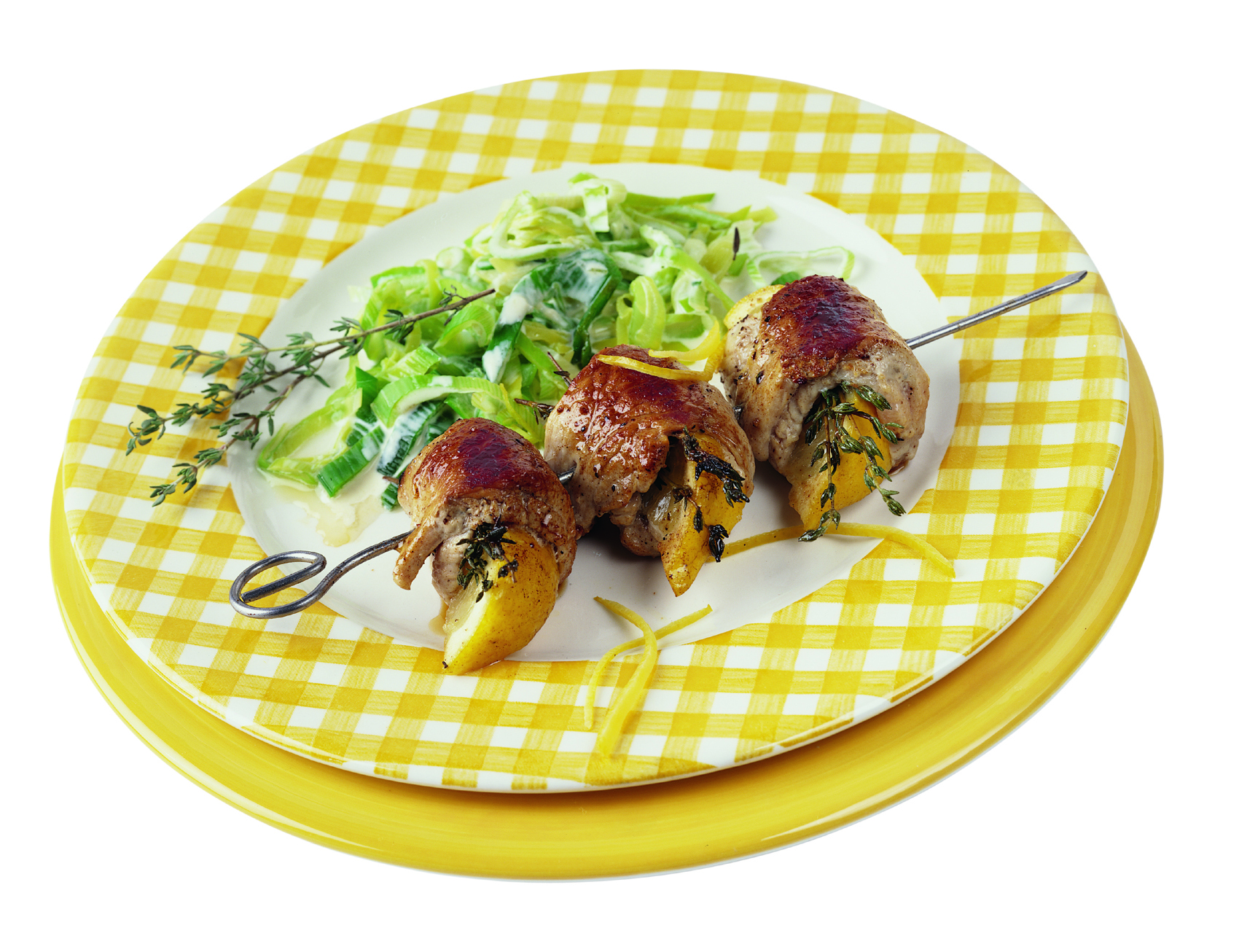 Kalbsspiesse auf Rahmlauch
