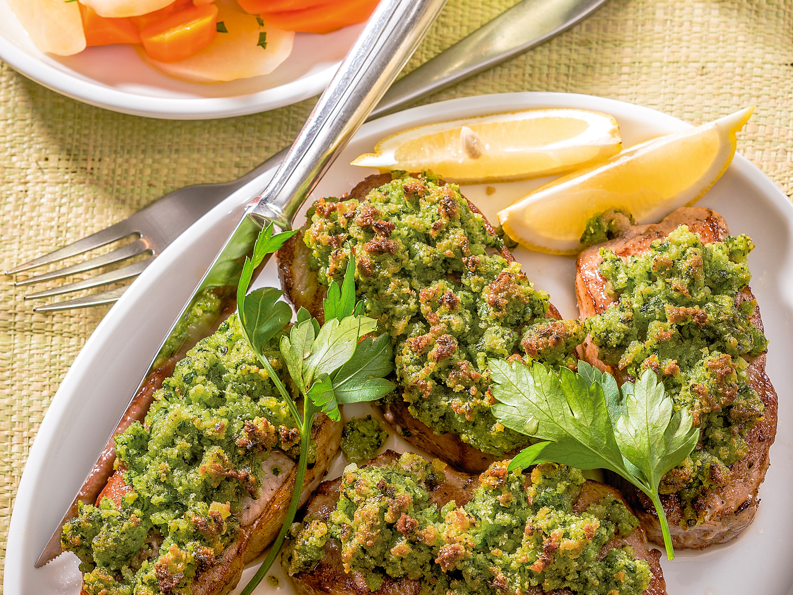 Steak de veau en croûte de verdure