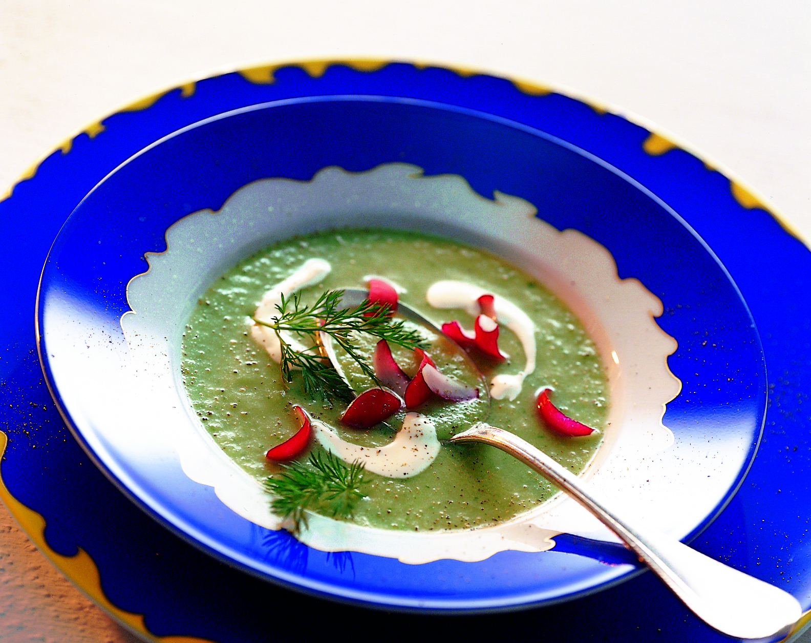 Kalte Gurkensuppe mit Alpkäse