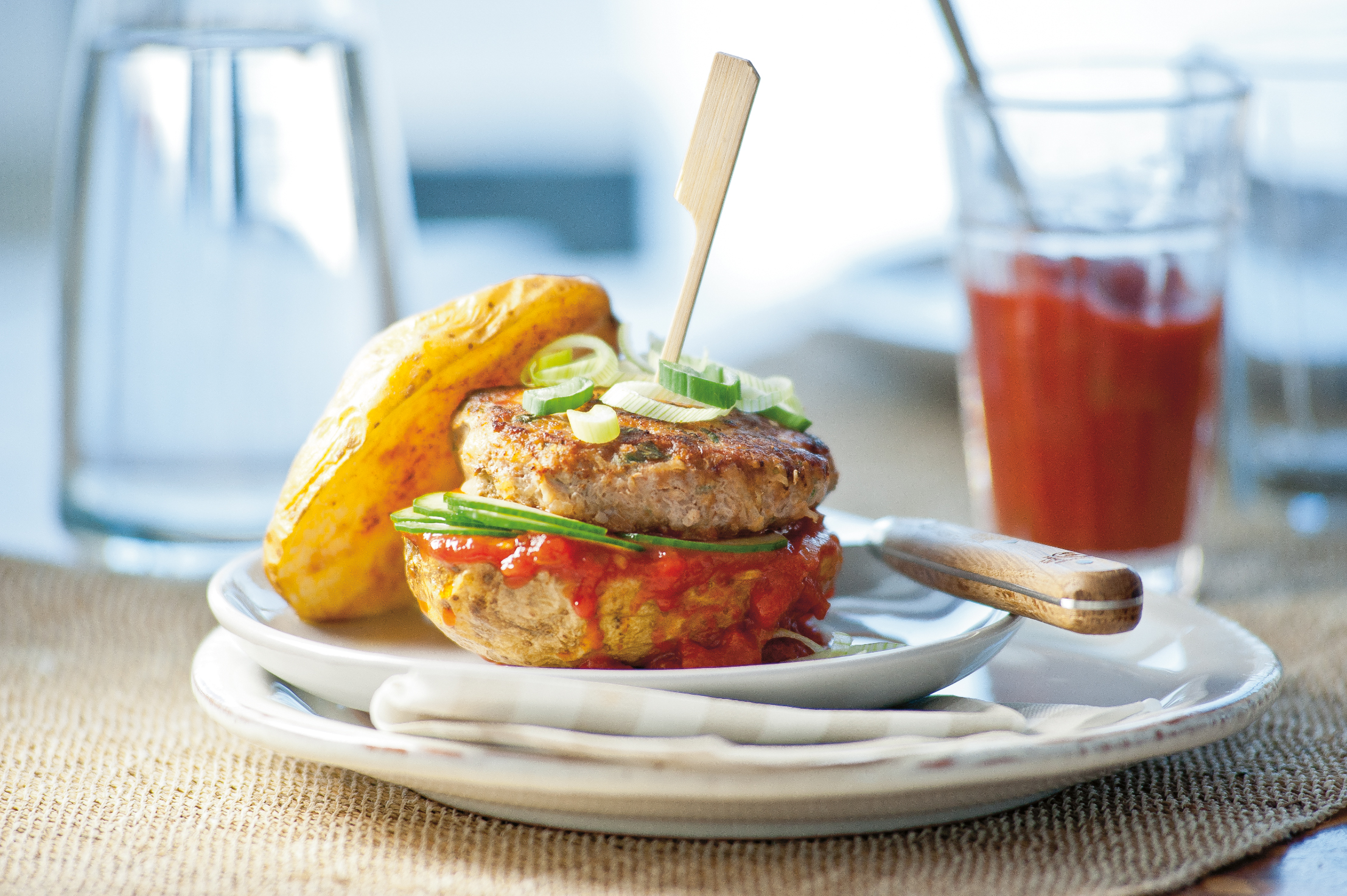 Kartoffelburger mit Barbecuesauce
