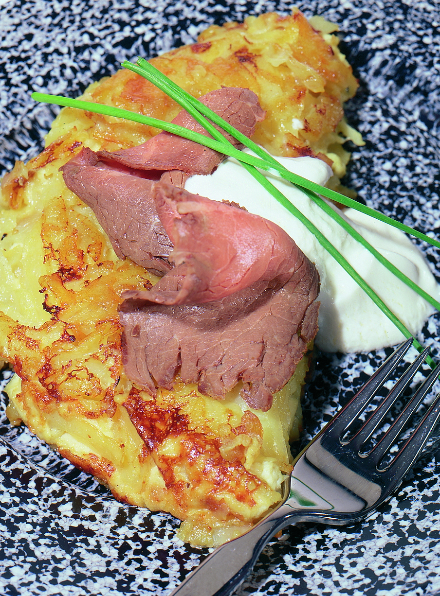 Galette de pommes de terre au roast-beef