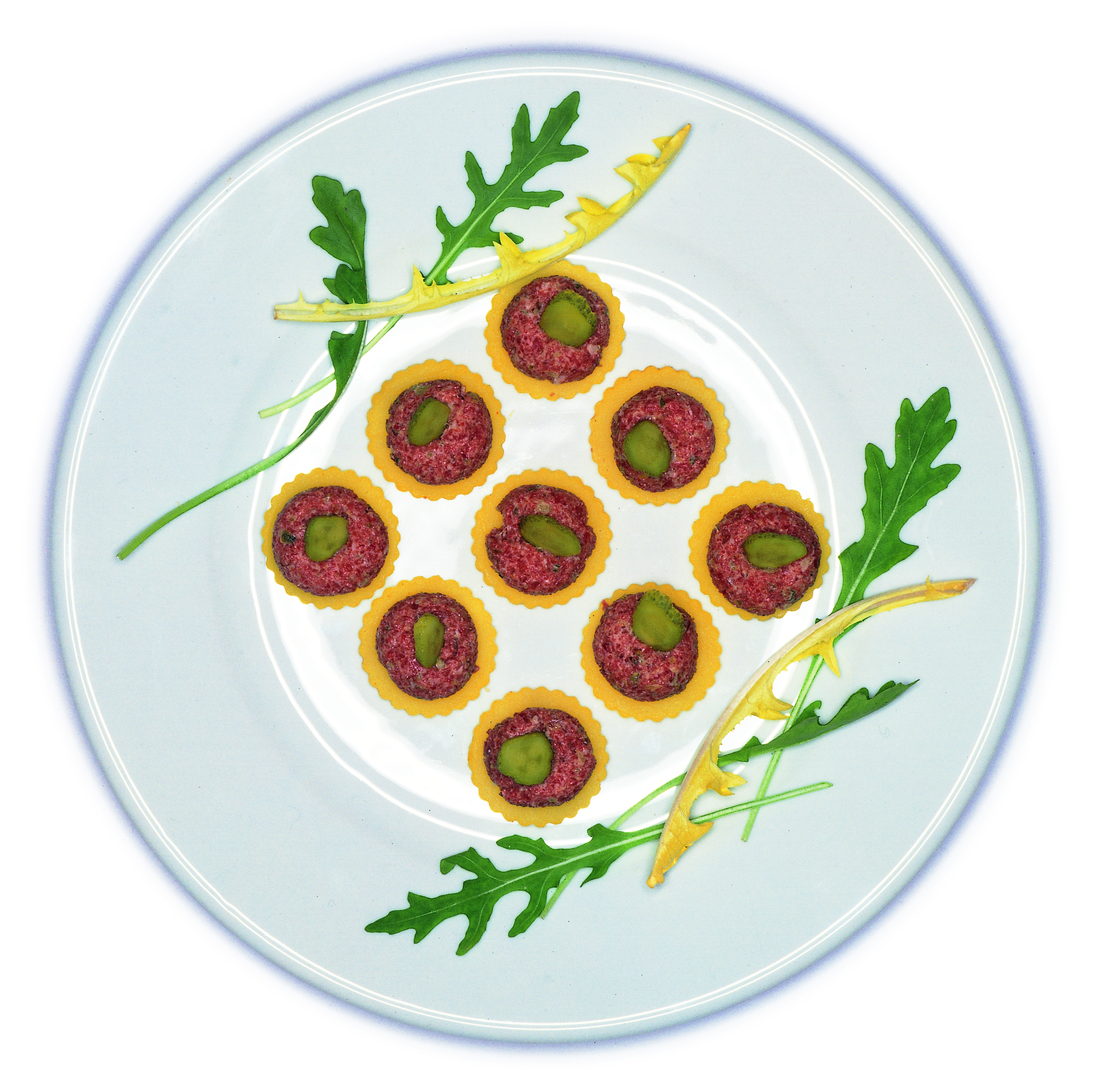 Rondelles de pomme de terre au tartare de viande séchée