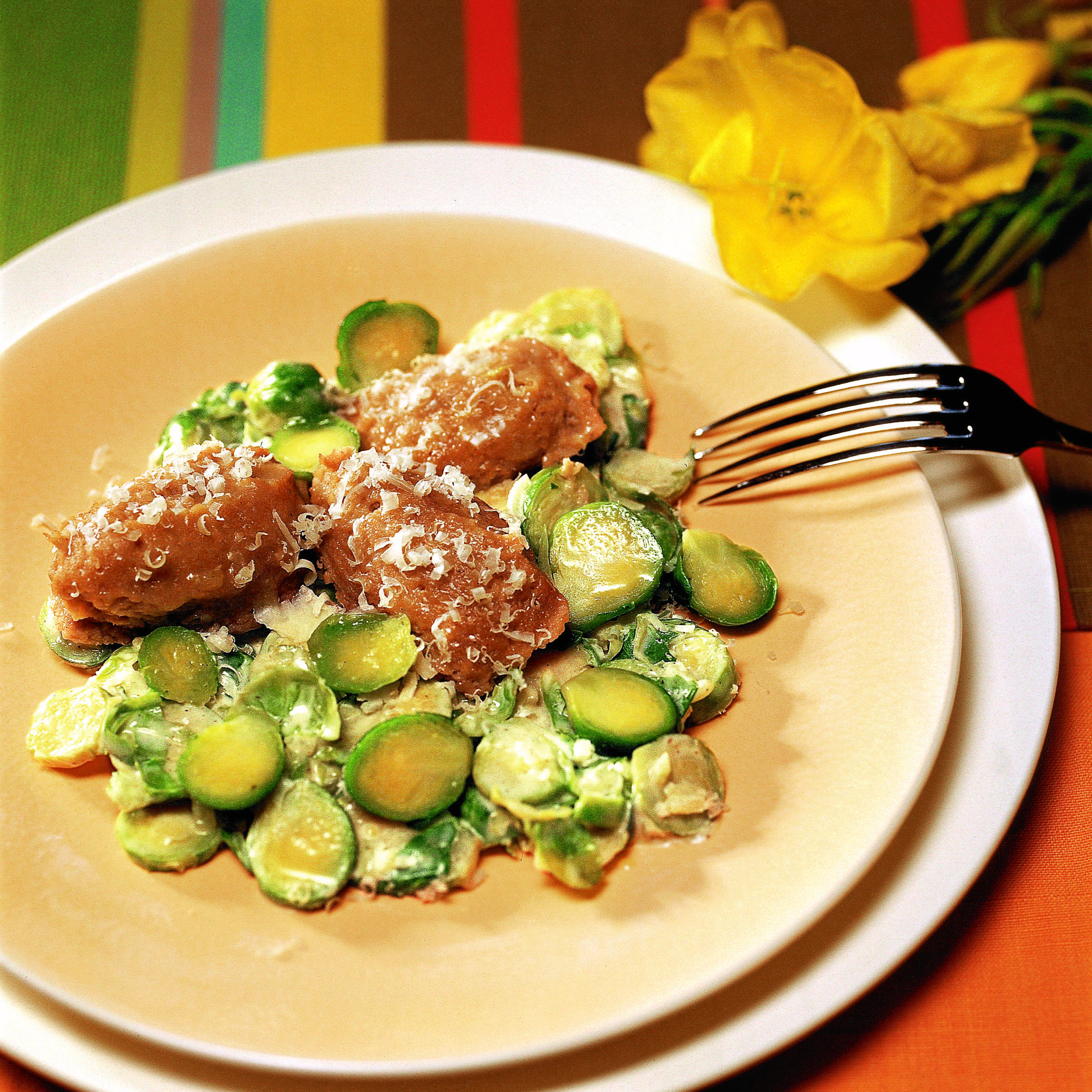Boulettes aux châtaignes et choux de Bruxelles