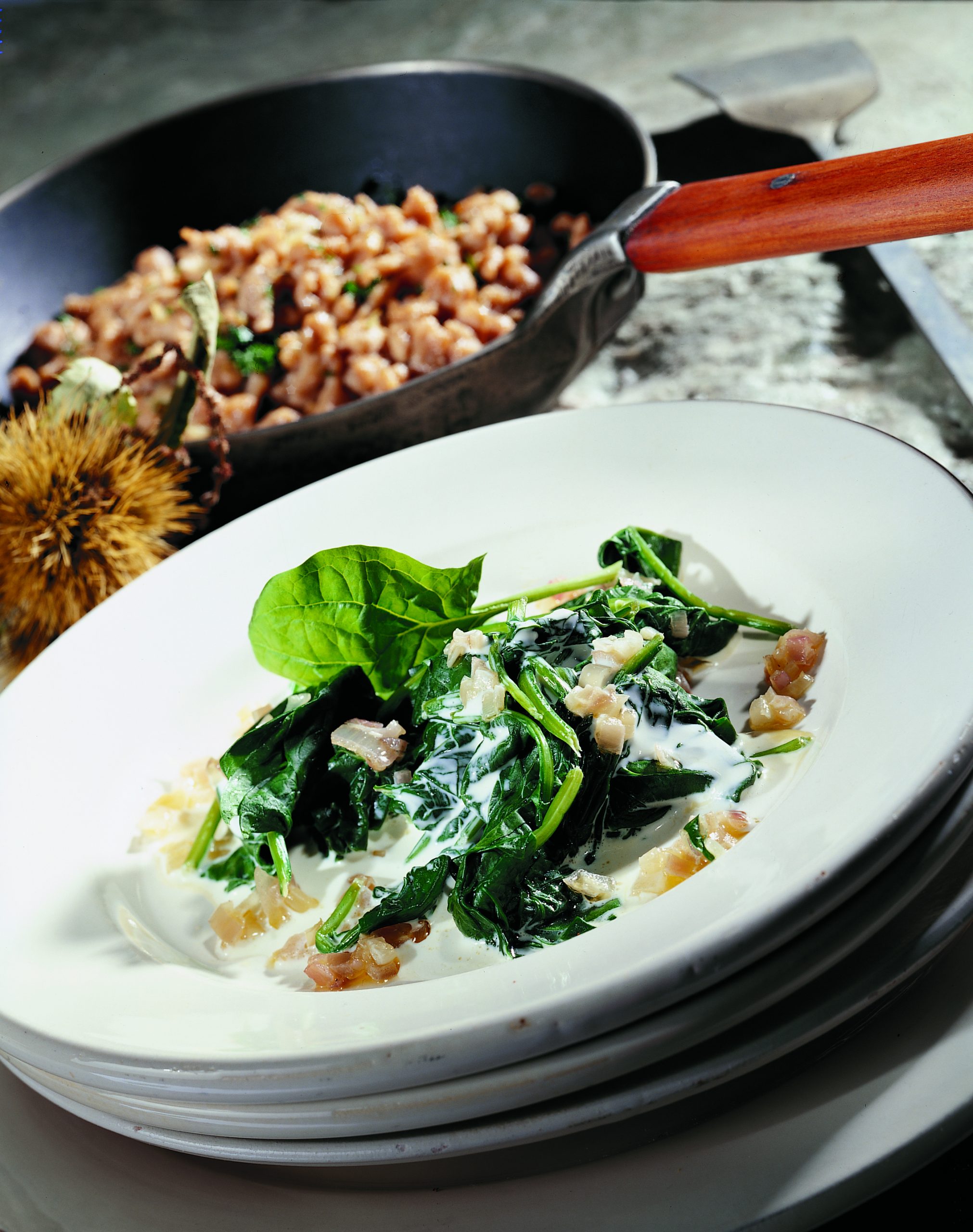 Spätzli aux châtaignes et à la crème de bettes
