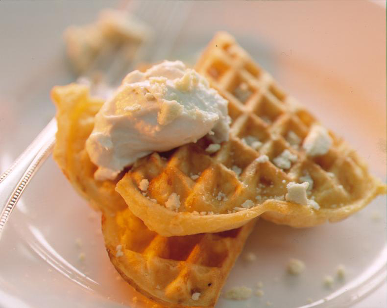 Gaufres au fromage et mousse au schabziger
