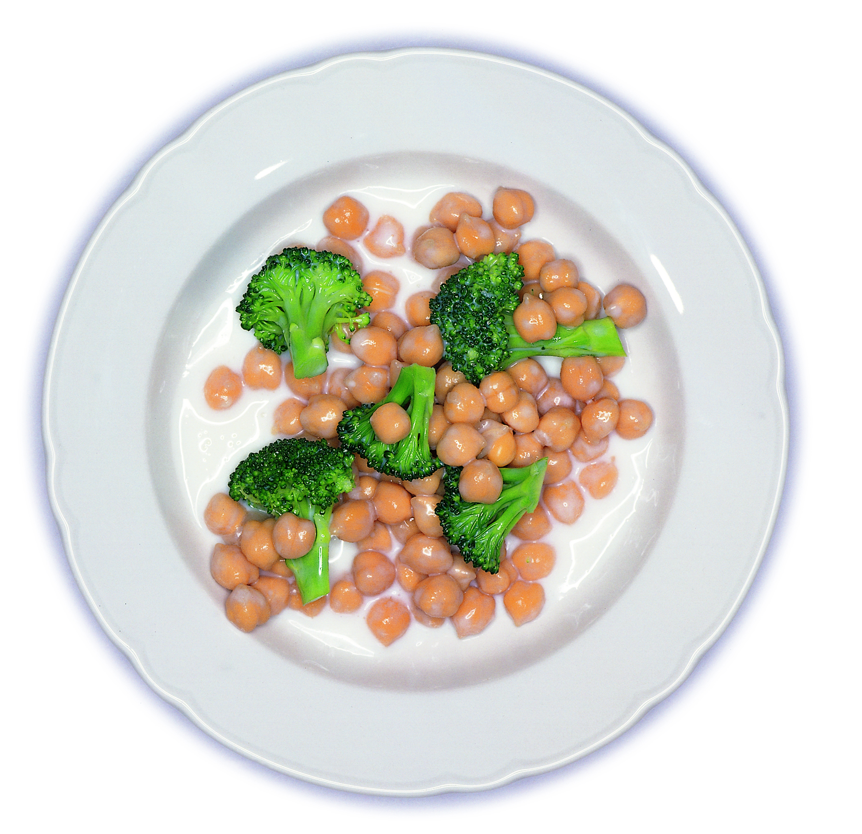 Kichererbsengemüse mit Broccoli an Ingwerbuttermilch