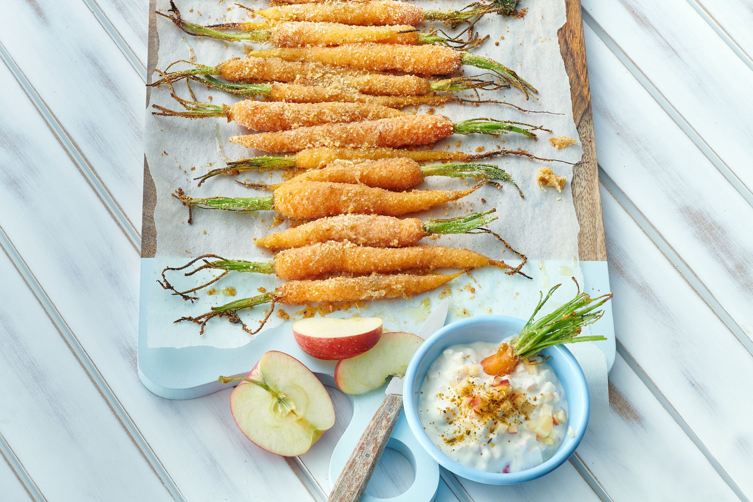 Carottes croustillantes et sauce pomme-séré