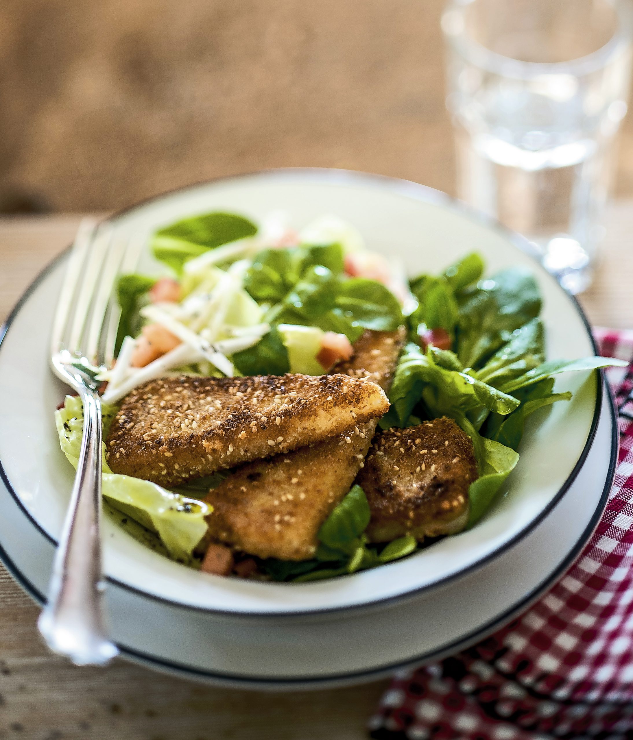 Fromage pané et salade