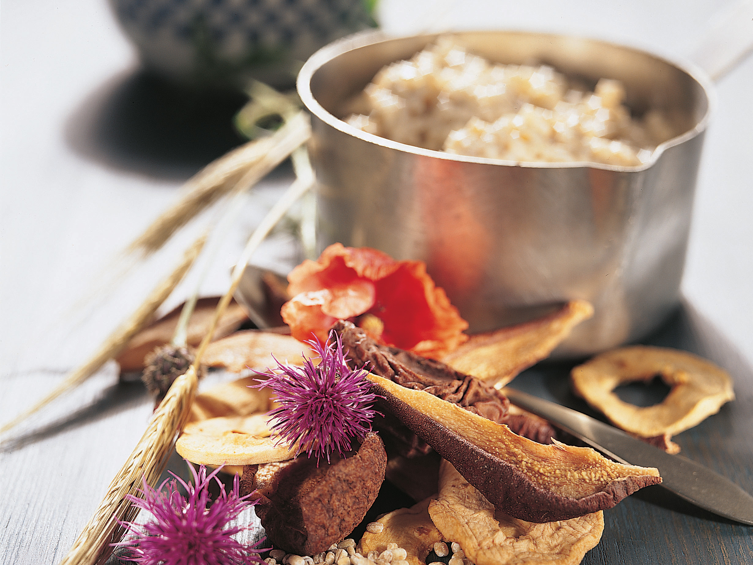 Kompot z ricetom in suhim sadjem (Gerste mit Kompott aus Dörrobst)