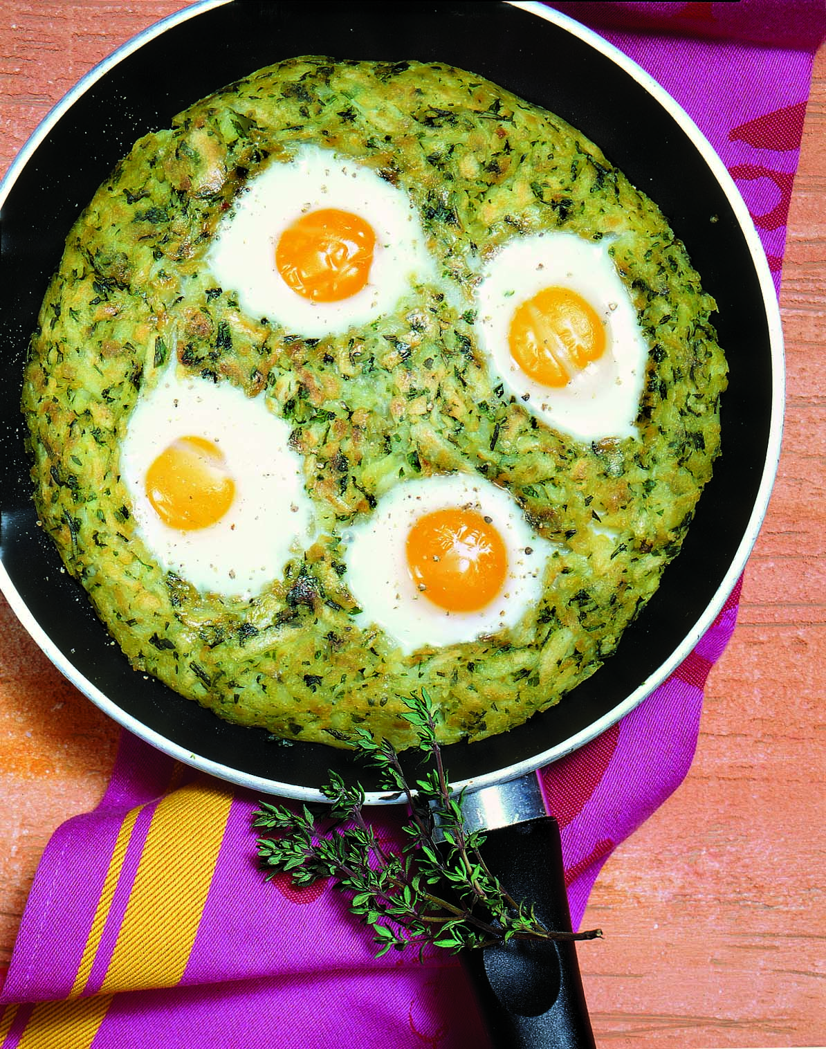 Kräuter-Rösti mit pochierten Eiern