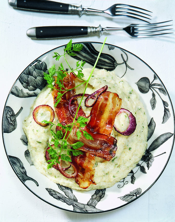 Semoule aux herbes et au lard