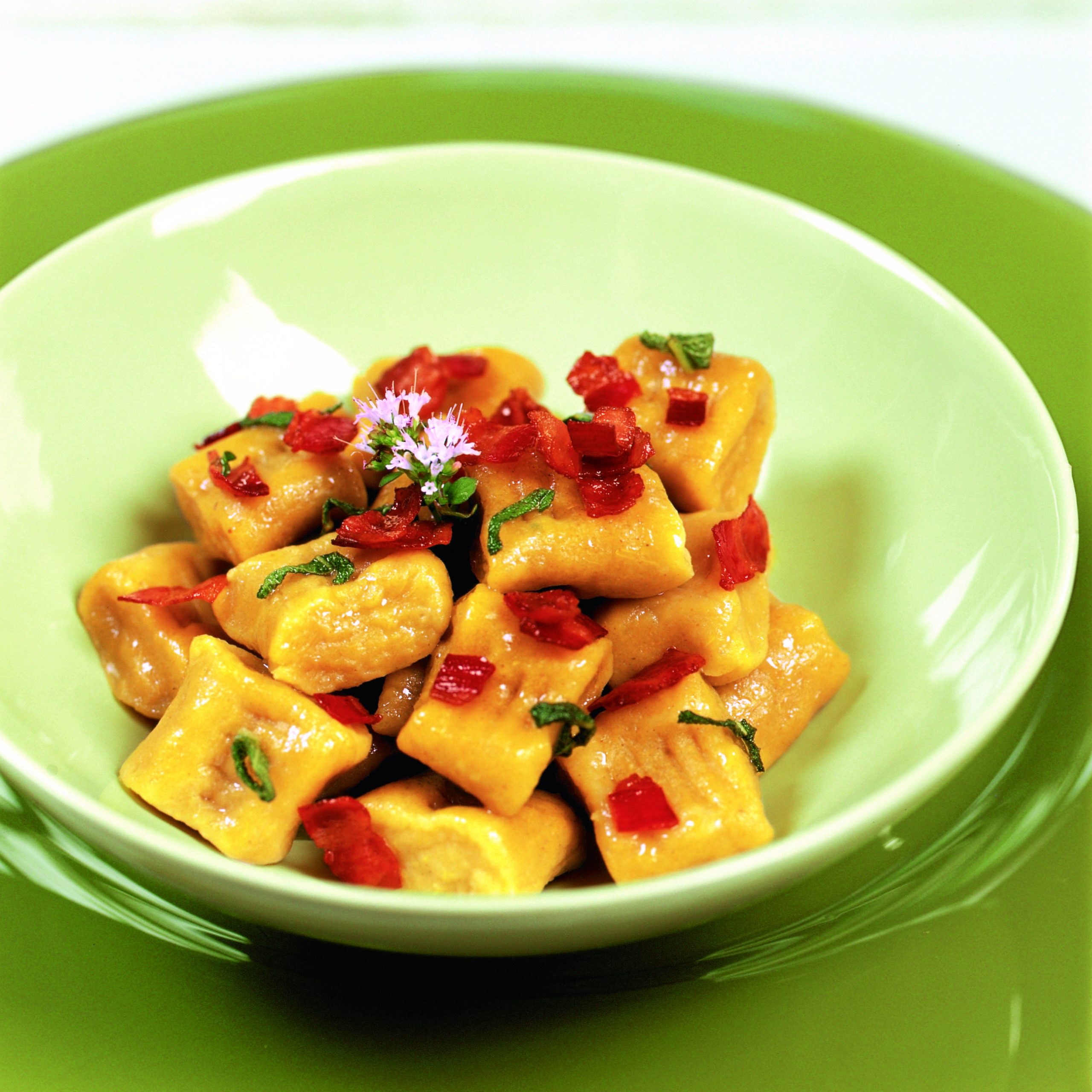 Gnocchi de courge au lard et aux herbes