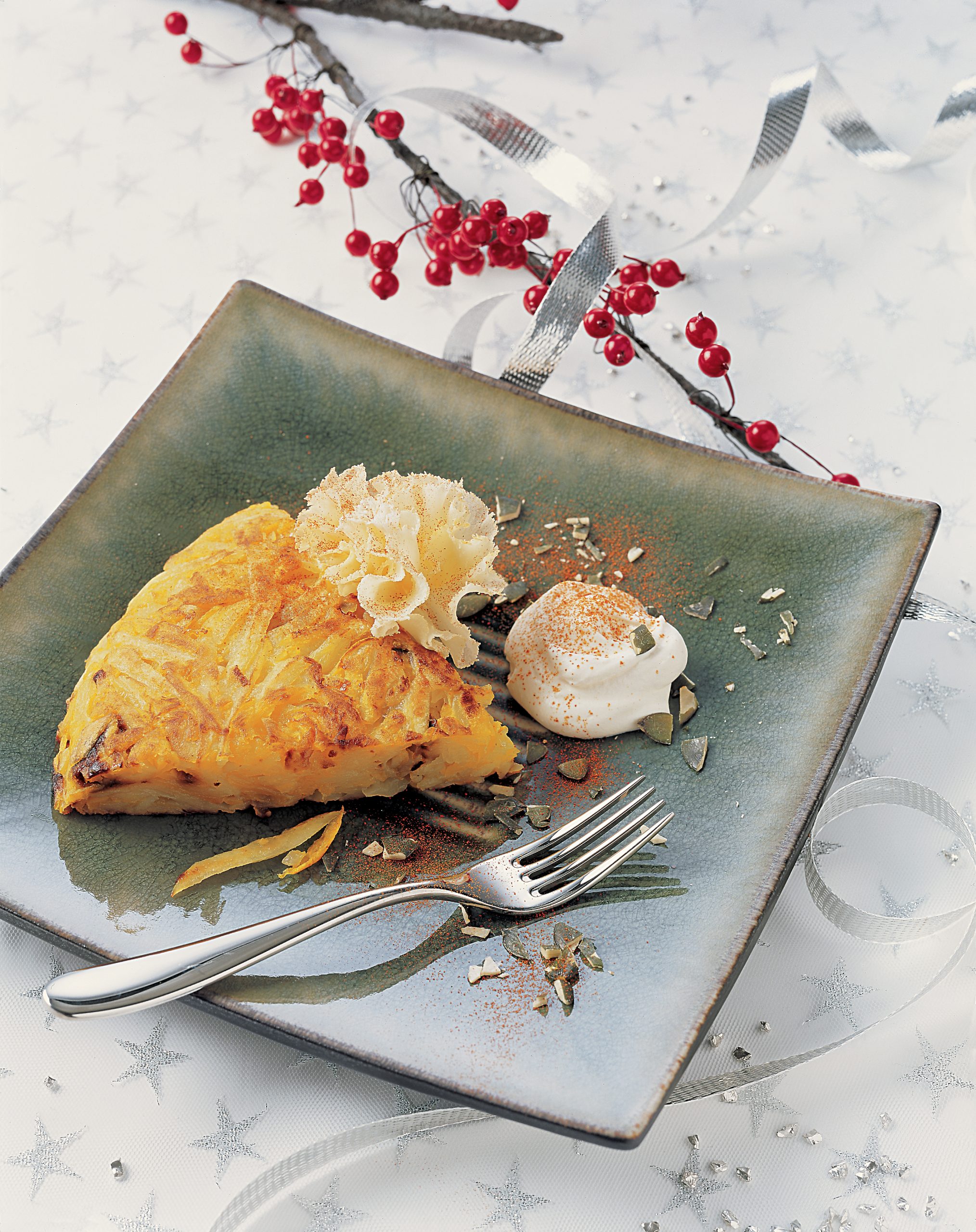 Kürbisrösti-Kuchen mit Ricotta-Rahm