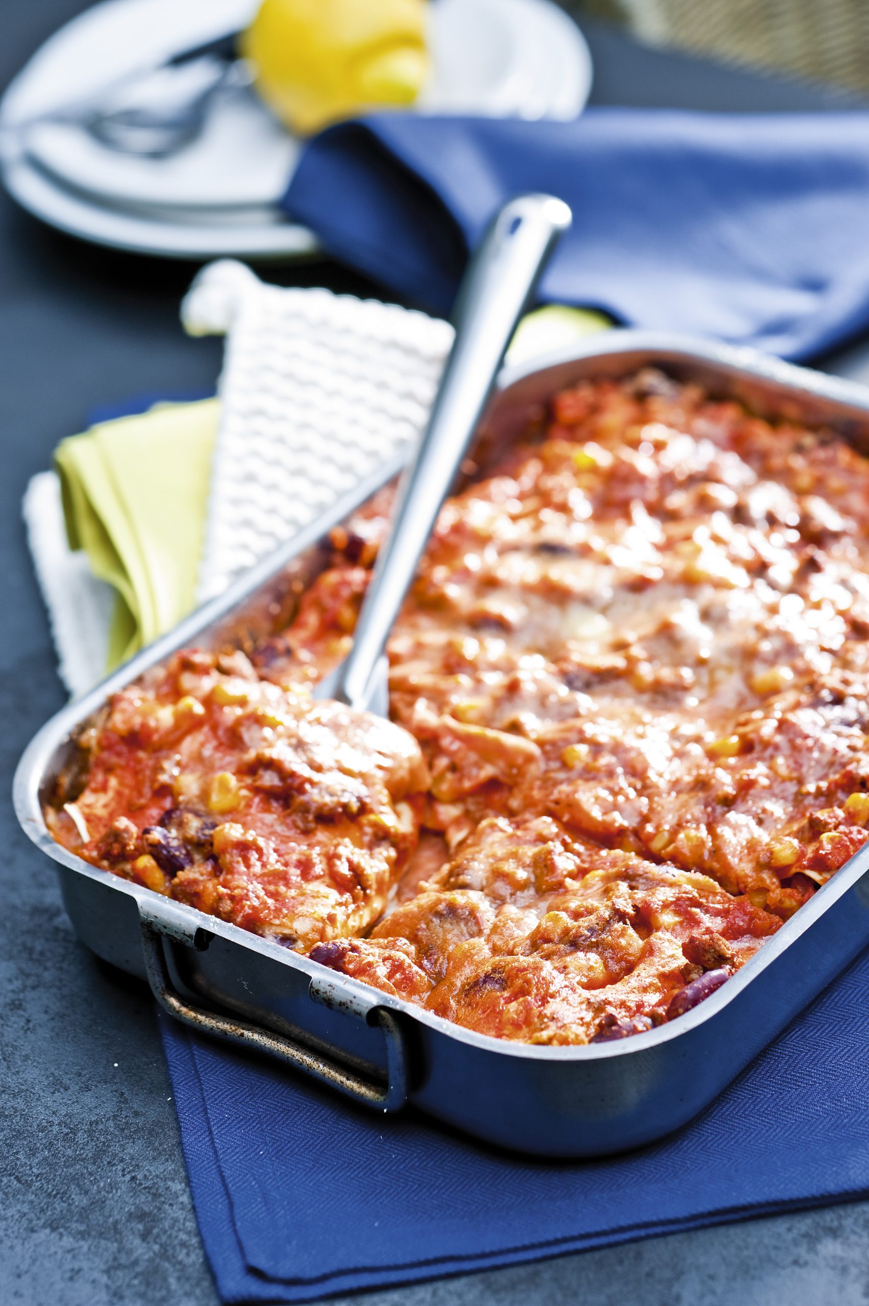 Lasagne mit bunter Hackfleischsauce