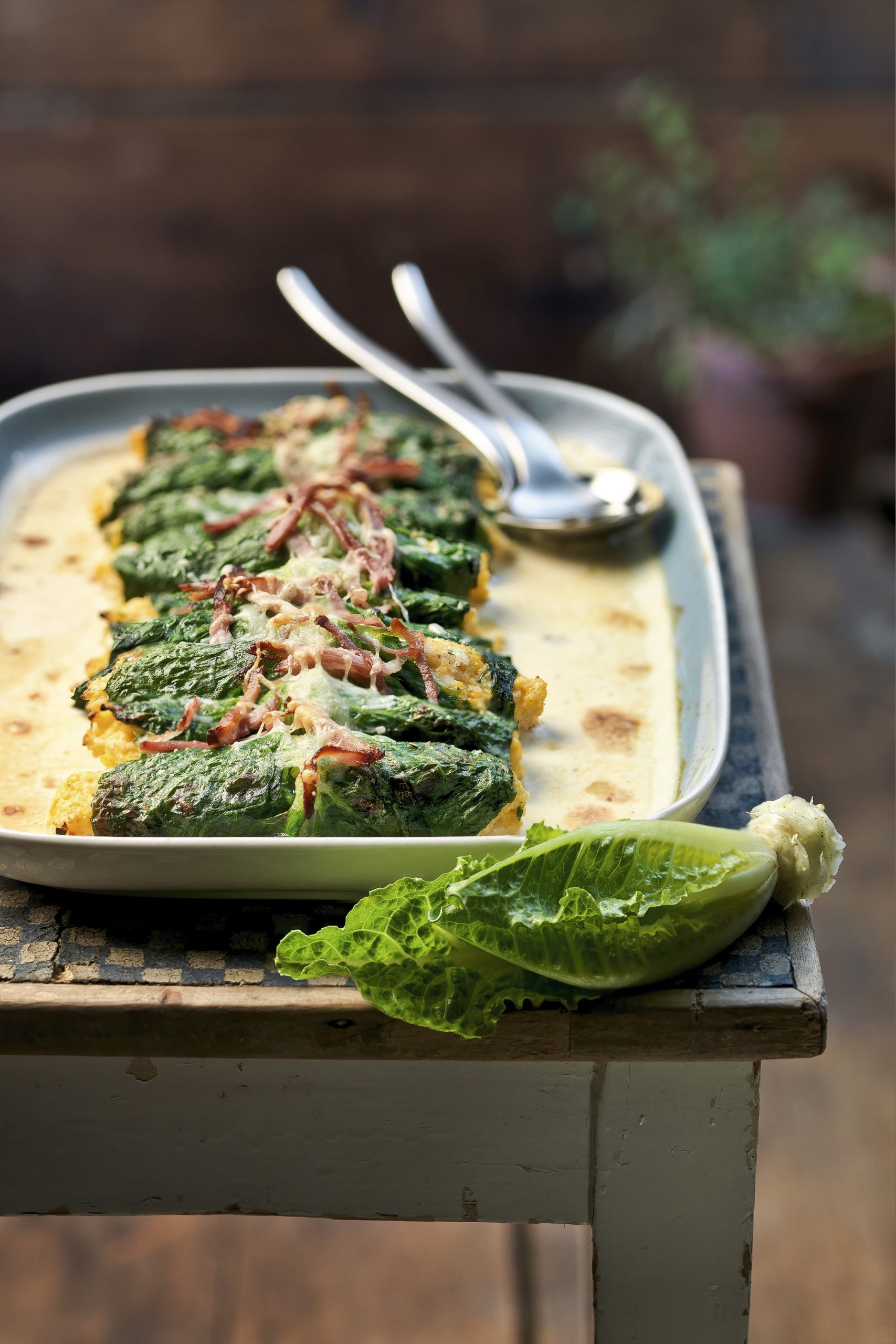 Polenta en papillote de laitue