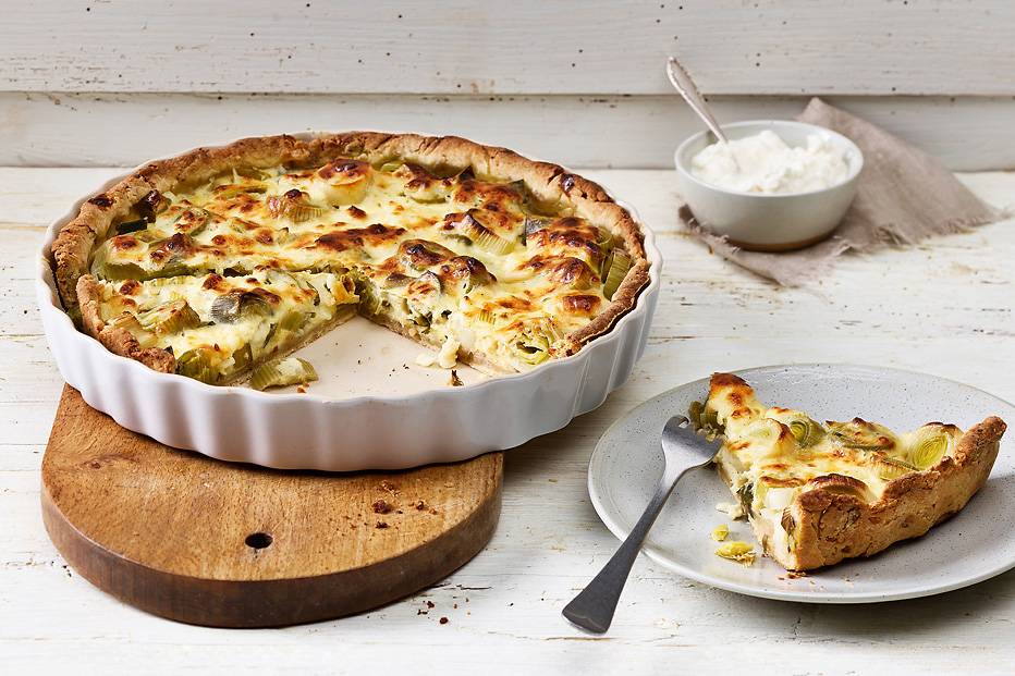 Quiche aux poireaux et au cottage cheese