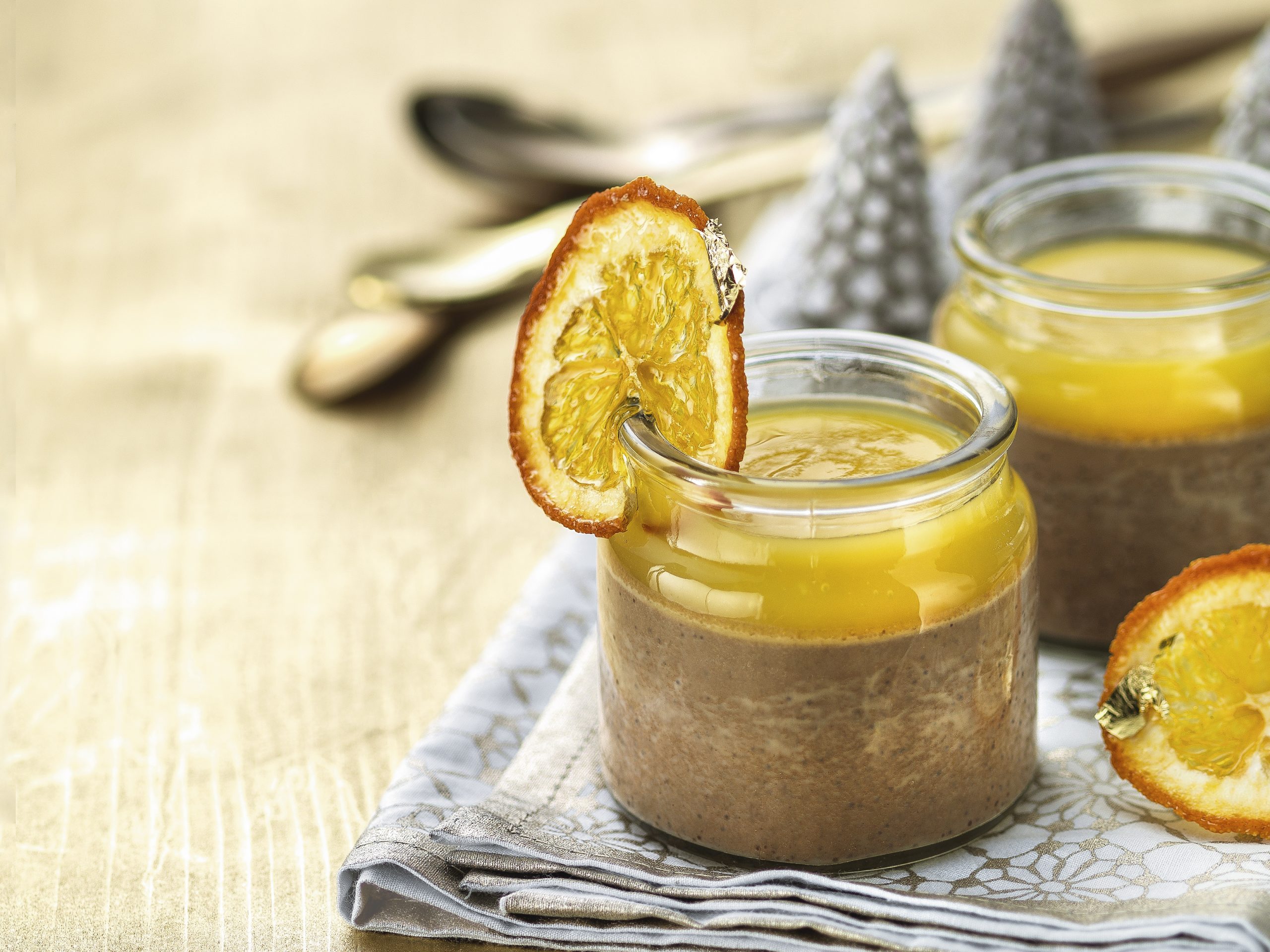 Flan au pain d'épices et coulis d'oranges