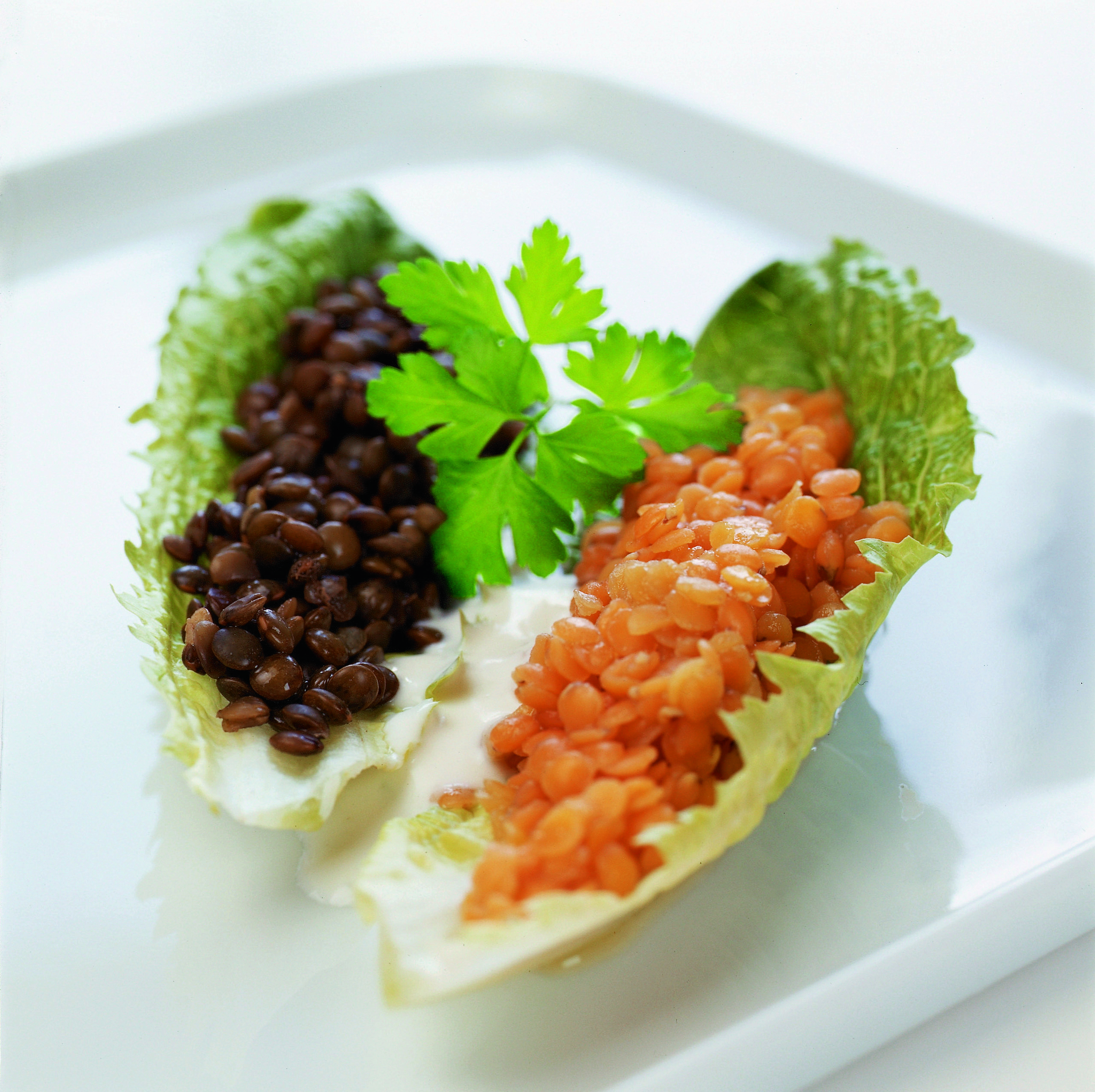 Linsensalat mit Quarksauce
