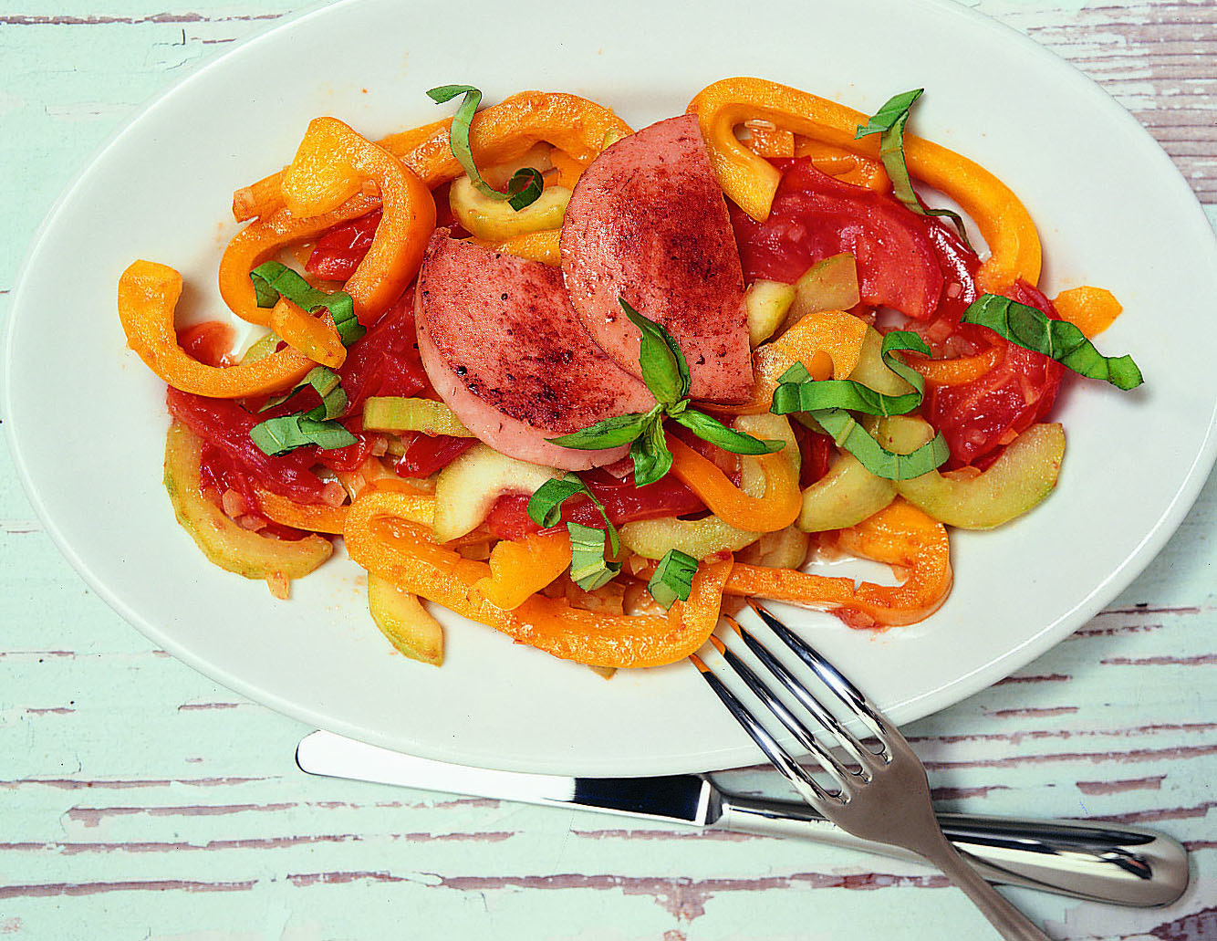 Saucisse de veau et ratatouille