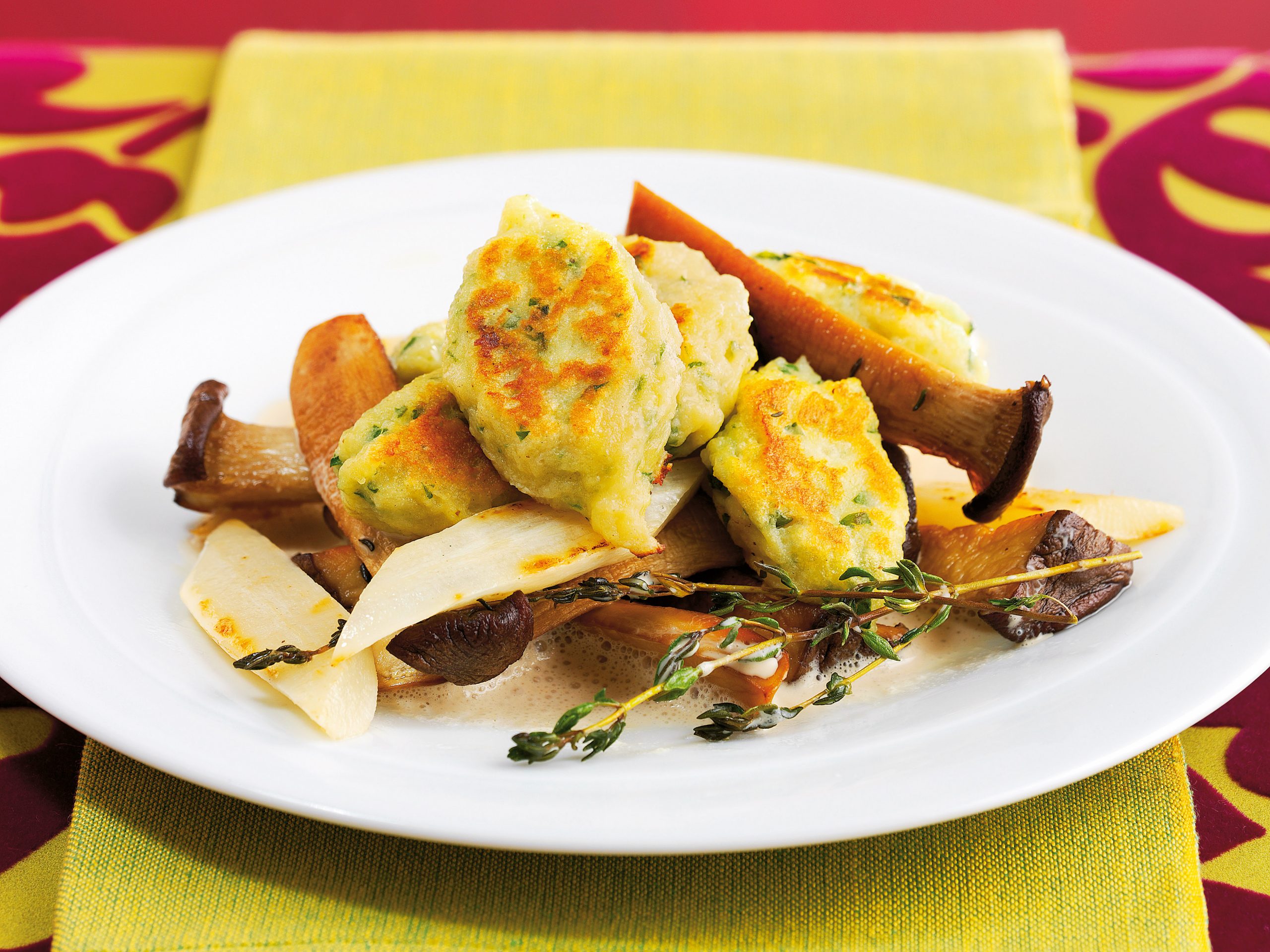 Malfatti aux salsifis sauce forestière