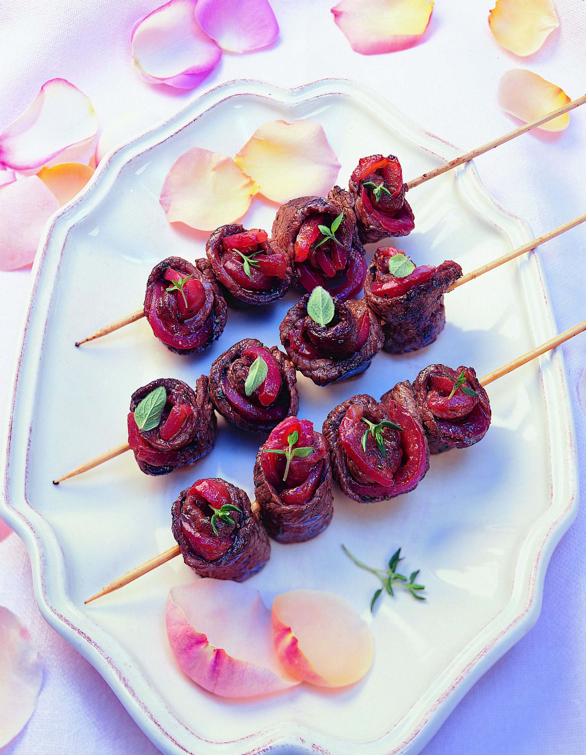 Rosettes boeuf-tomate marinées au barbecue
