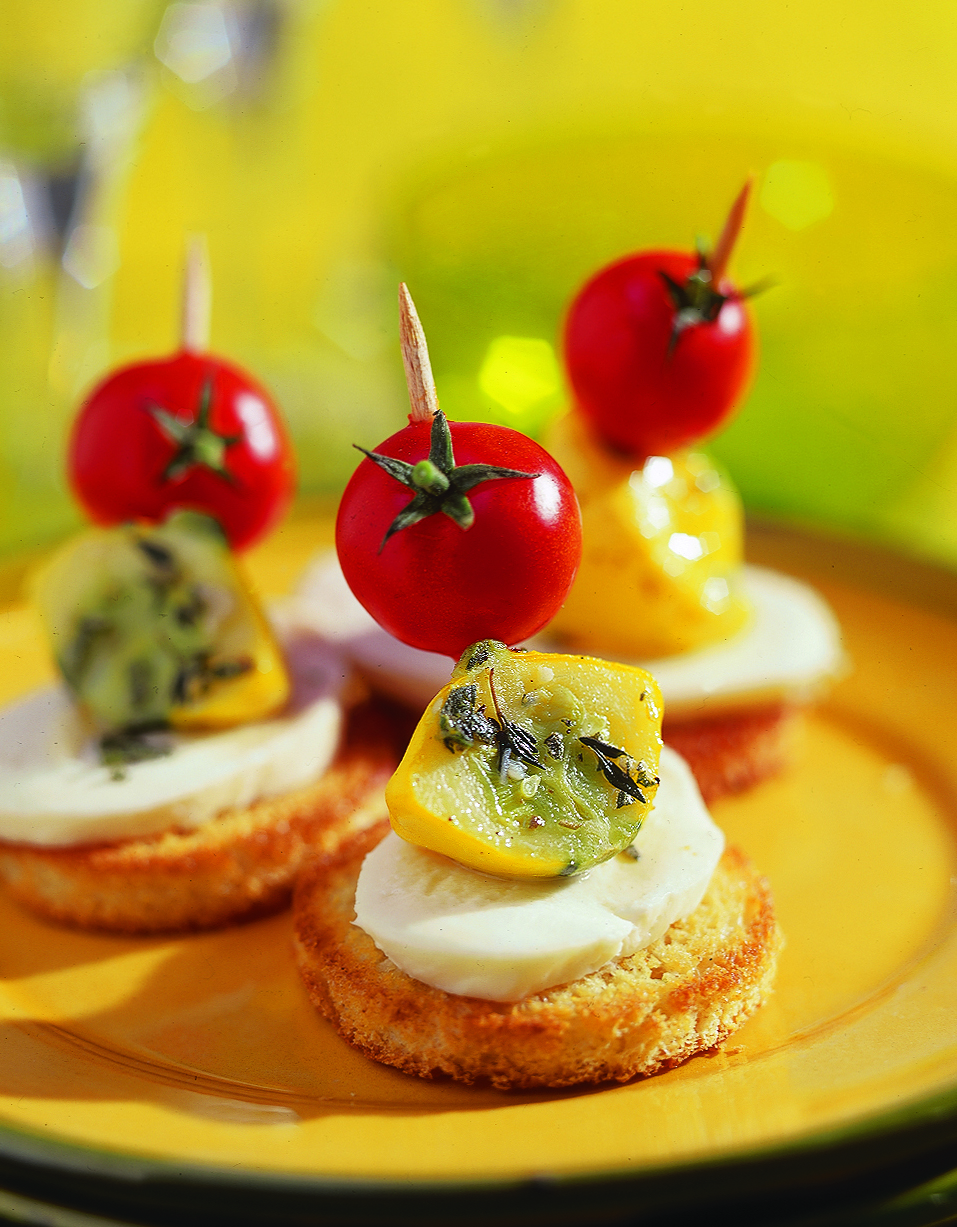 Marinierte Patisson-Mozzarella-Rondellen