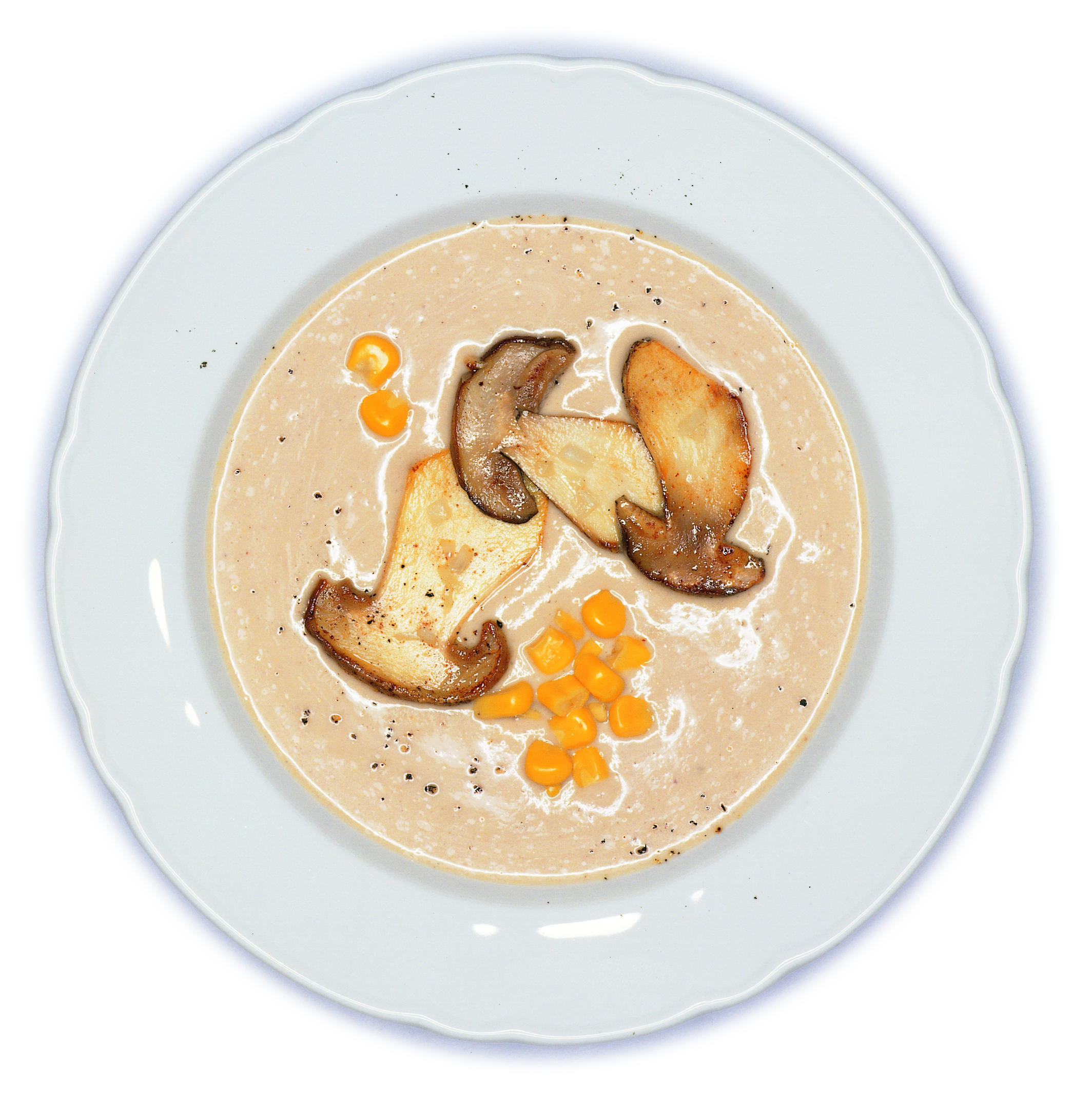Marroni-Mais-Suppe mit Pilzen