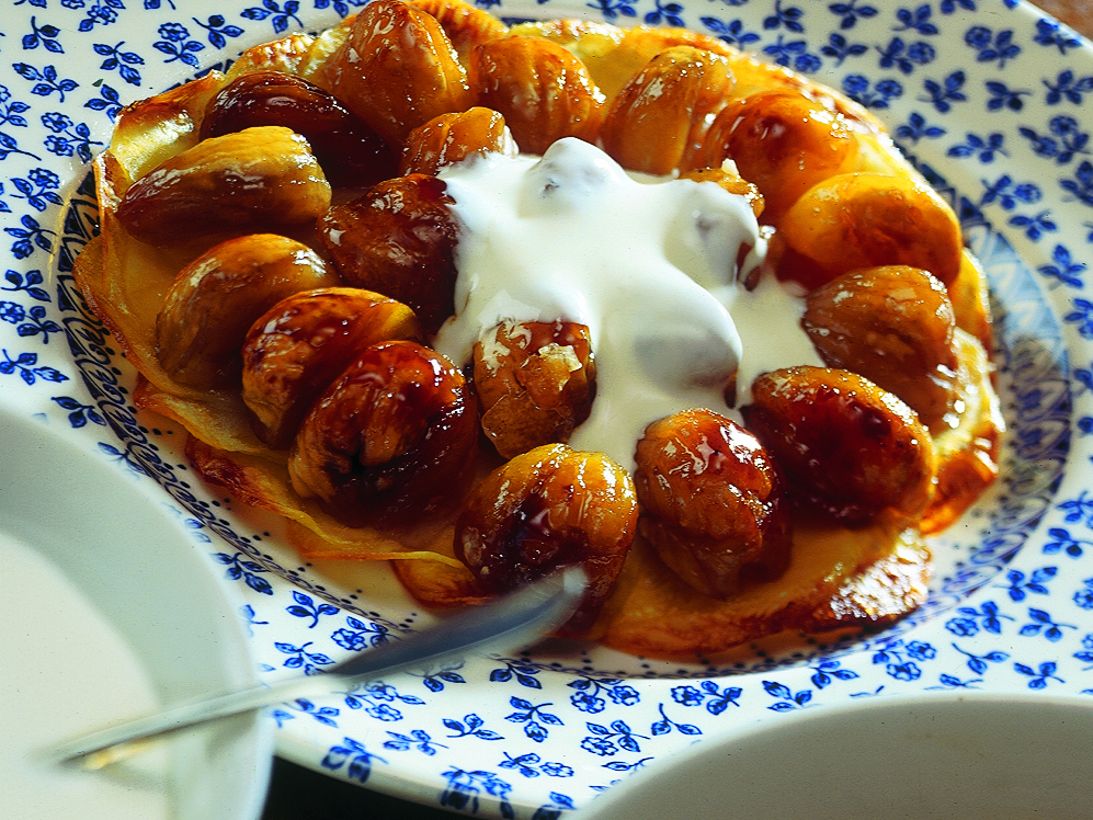 Tartes Tatin aux marrons sur lit de pommes de terre