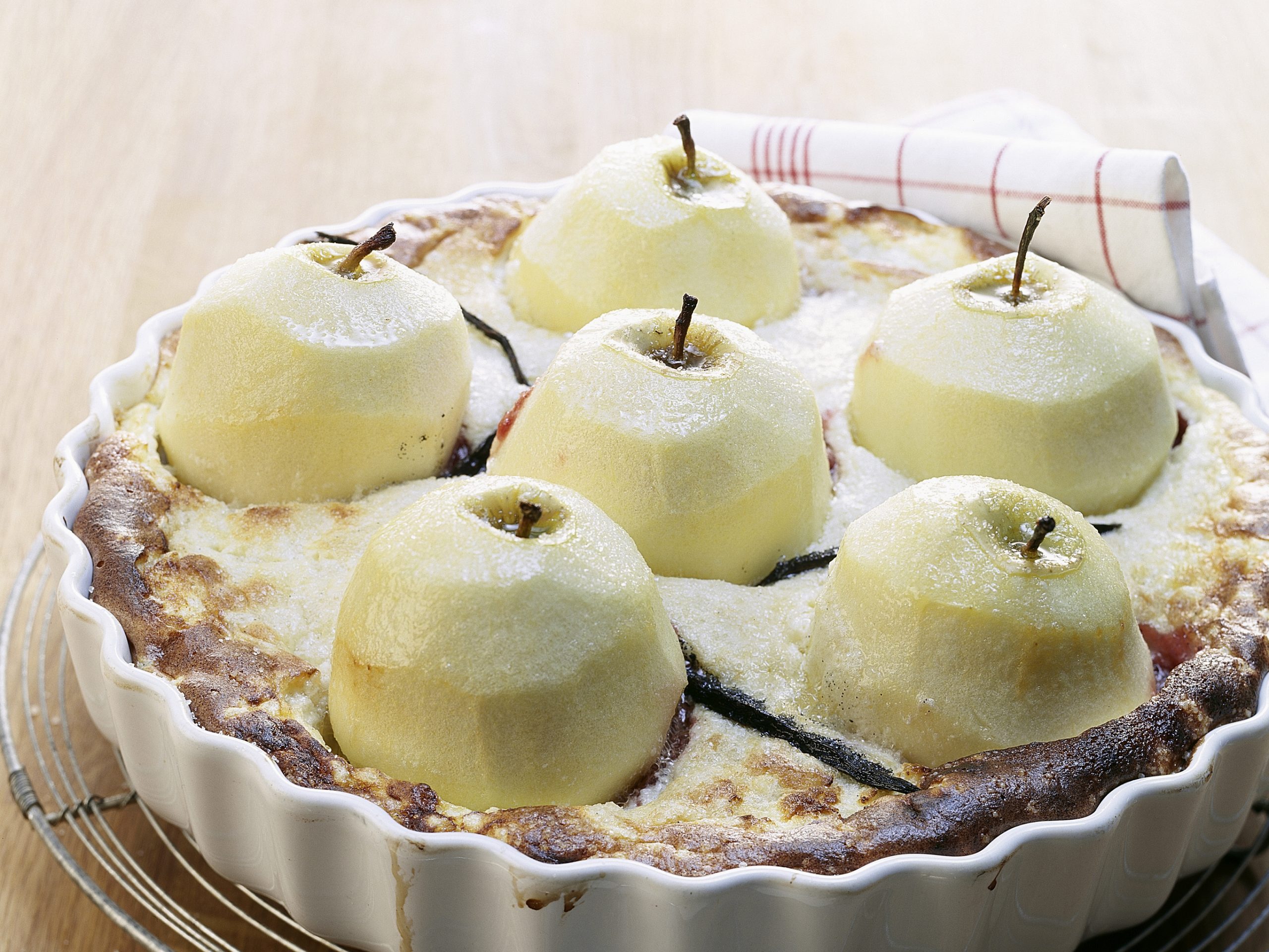 Gâteau de riz au lait coiffé de pommes