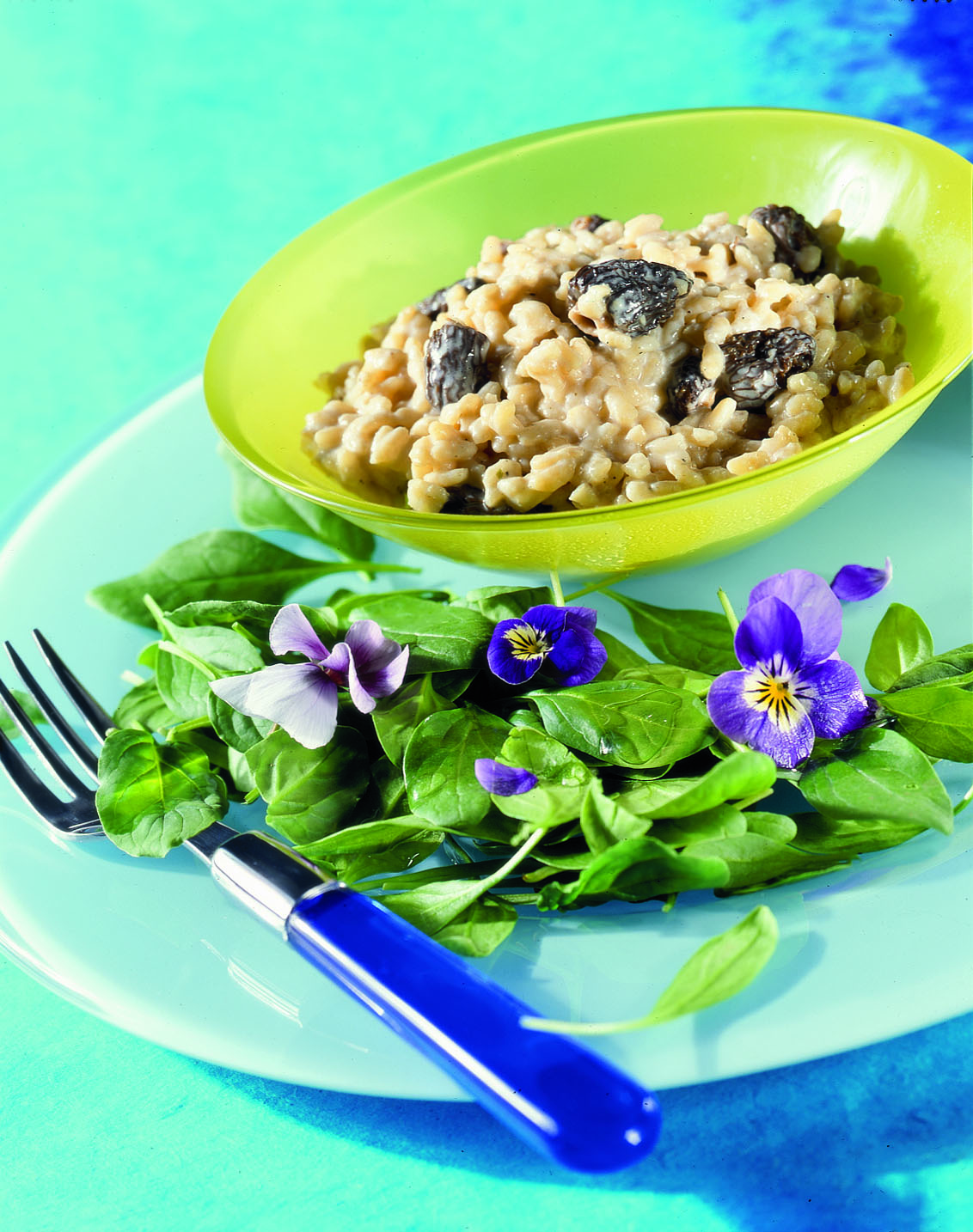 Risotto aux morilles et sa salade d'épinards
