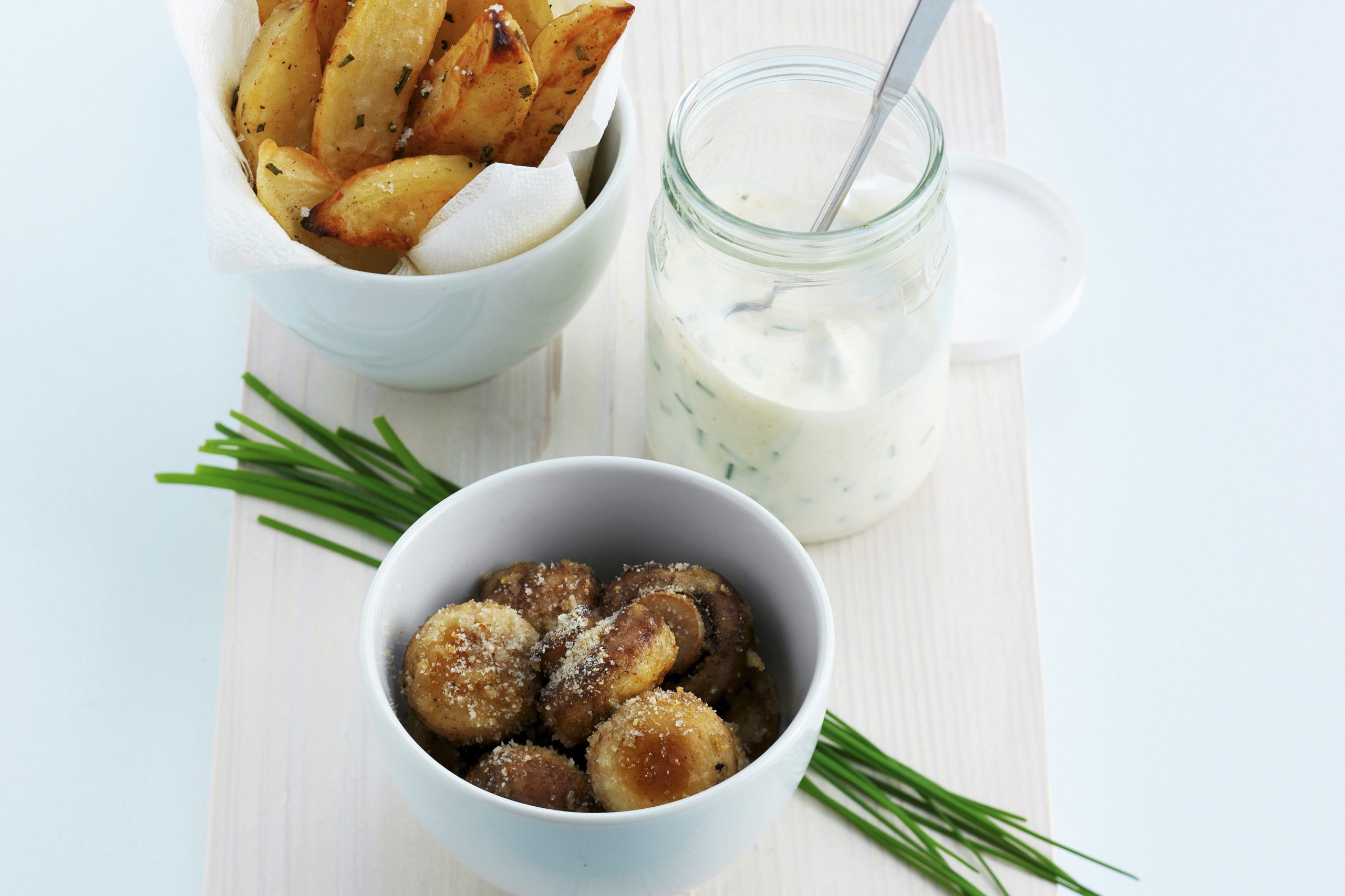 Ofenkartoffeln und Champignons mit Kräuterquark