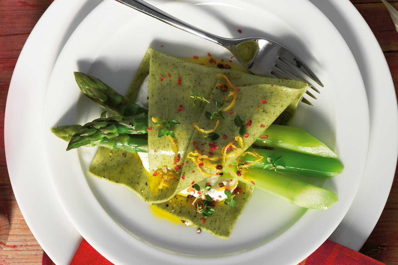Ravioli ouverts aux asperges