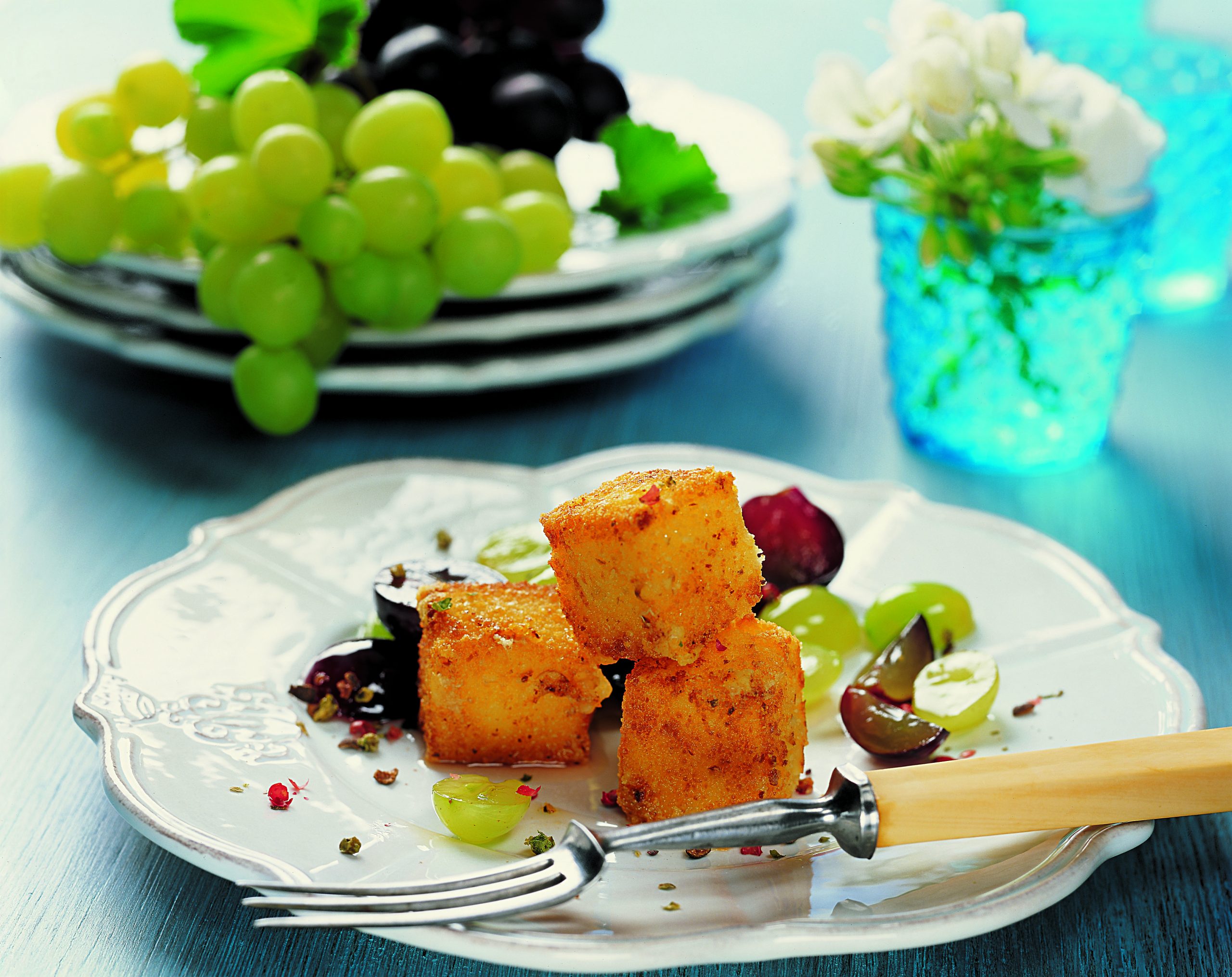 Fromage pané aux raisins