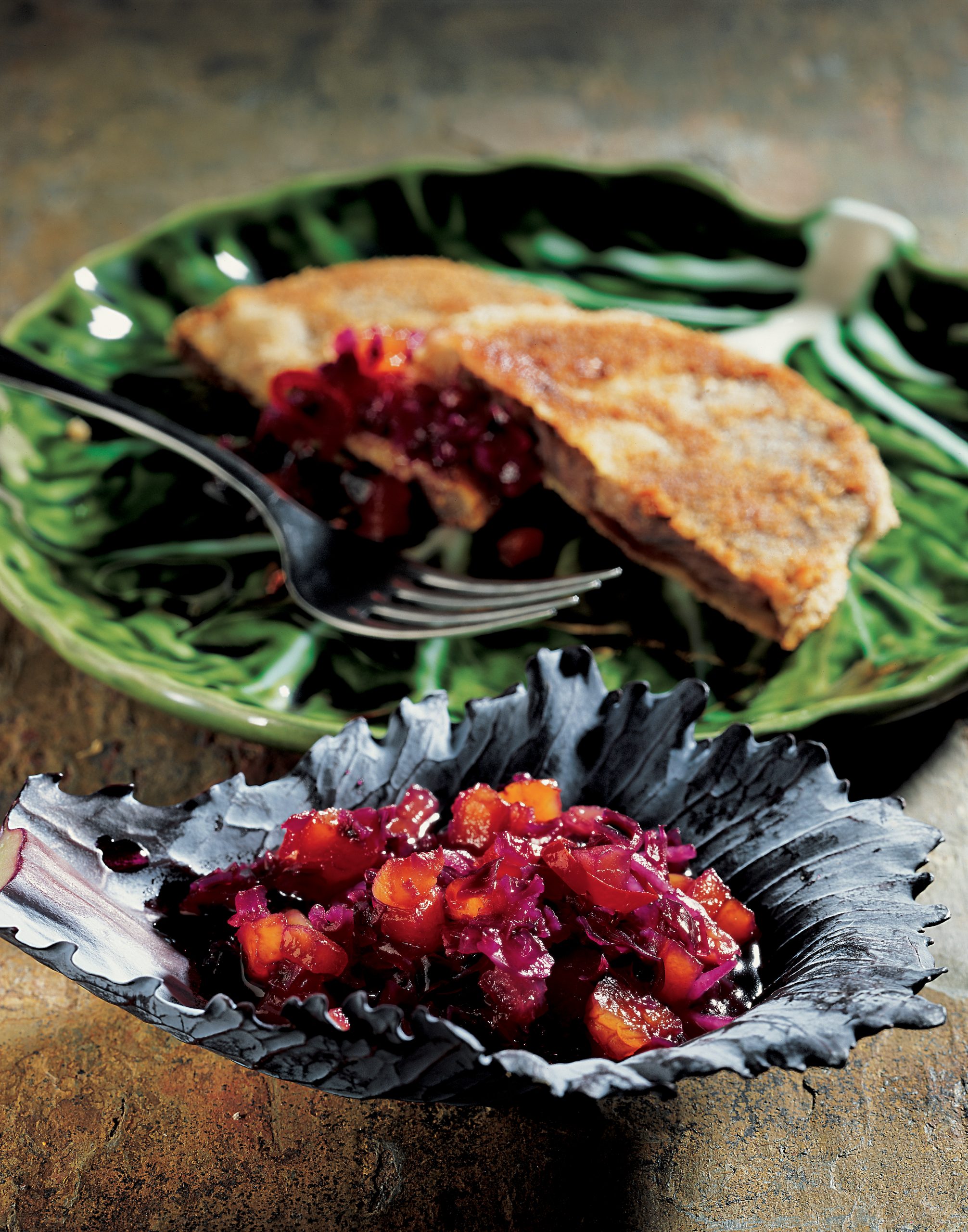 Bouilli pané et son chutney au chou rouge
