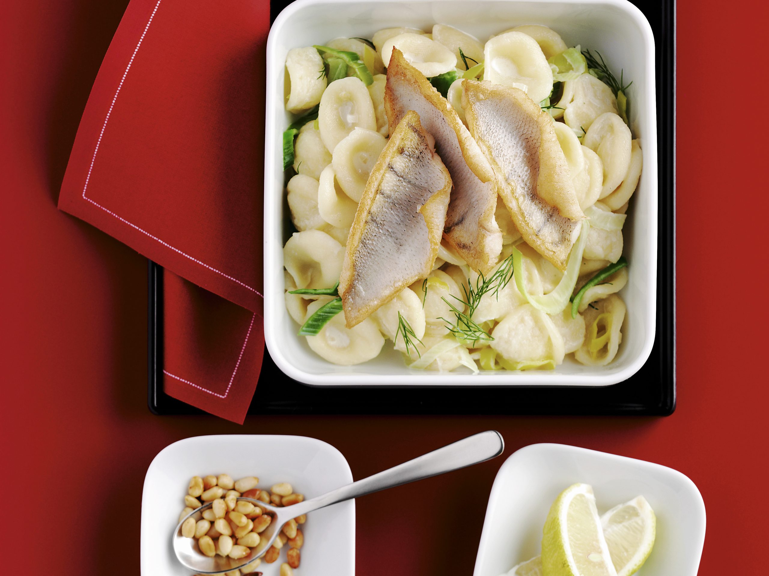 Pasta mit Lauch und Fisch