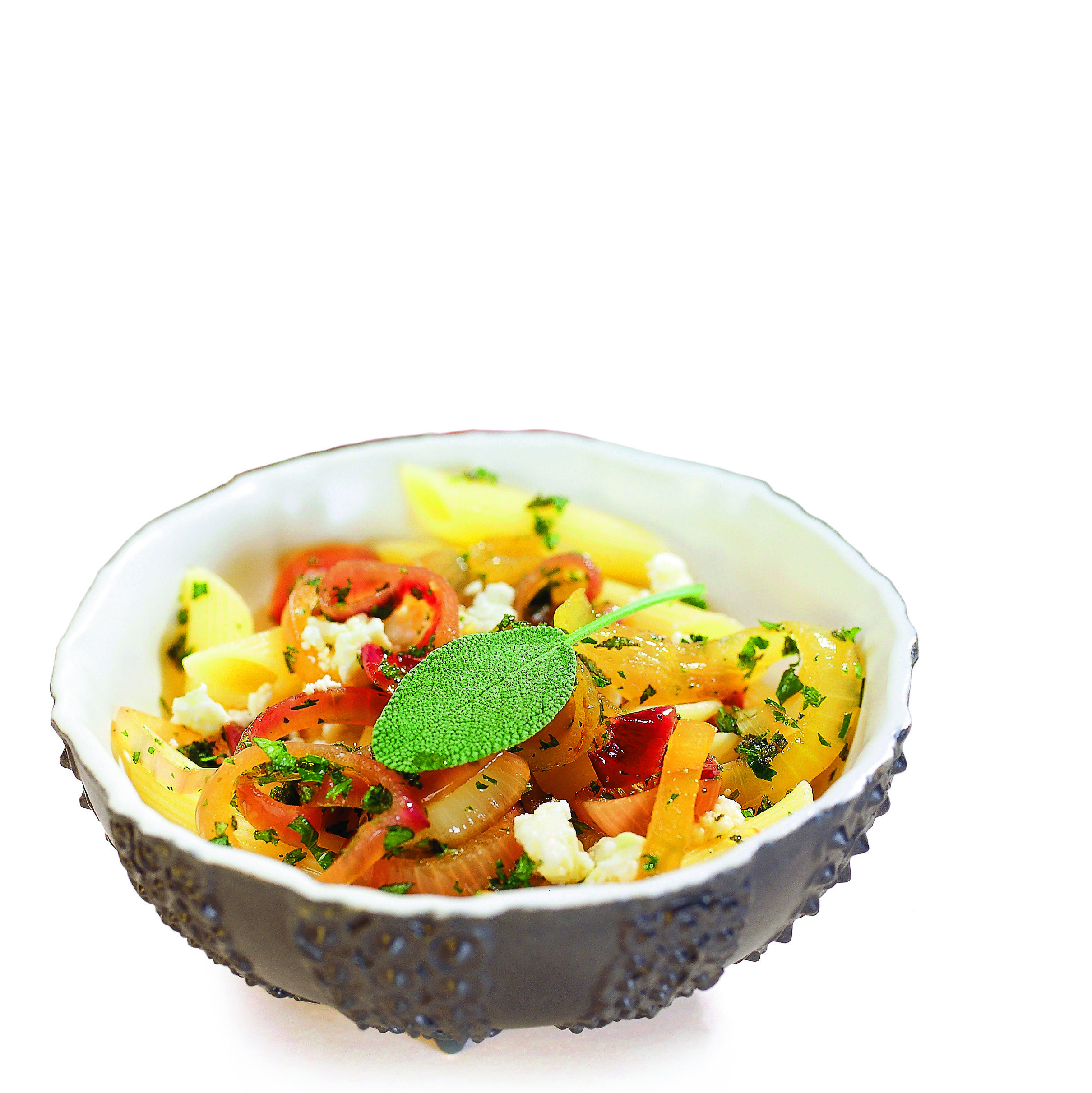 Penne mit Zwiebelringen