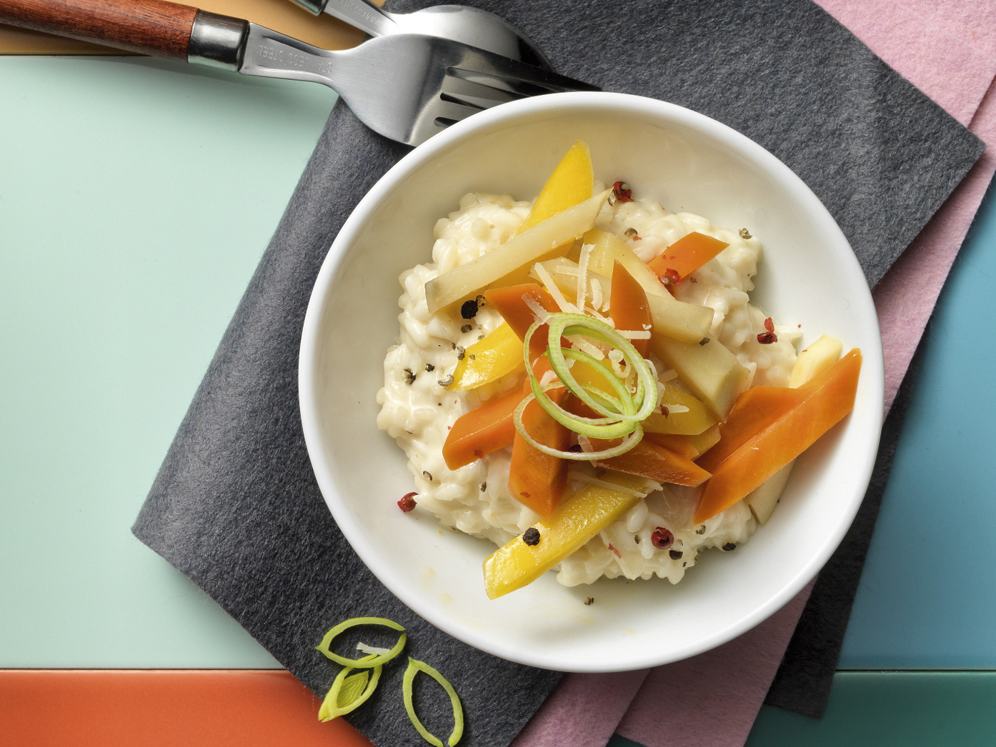 Pfeffer-Risotto mit caramelisiertem Gemüse