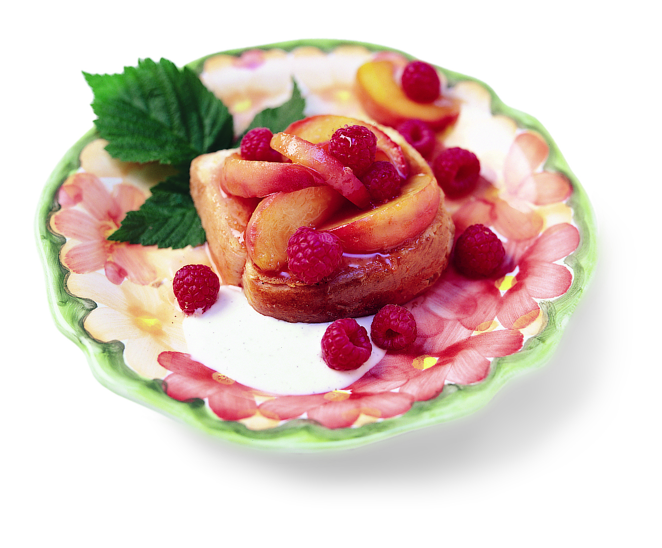 Pfirsich-Schnitten mit Vanille-Crème-fraîche