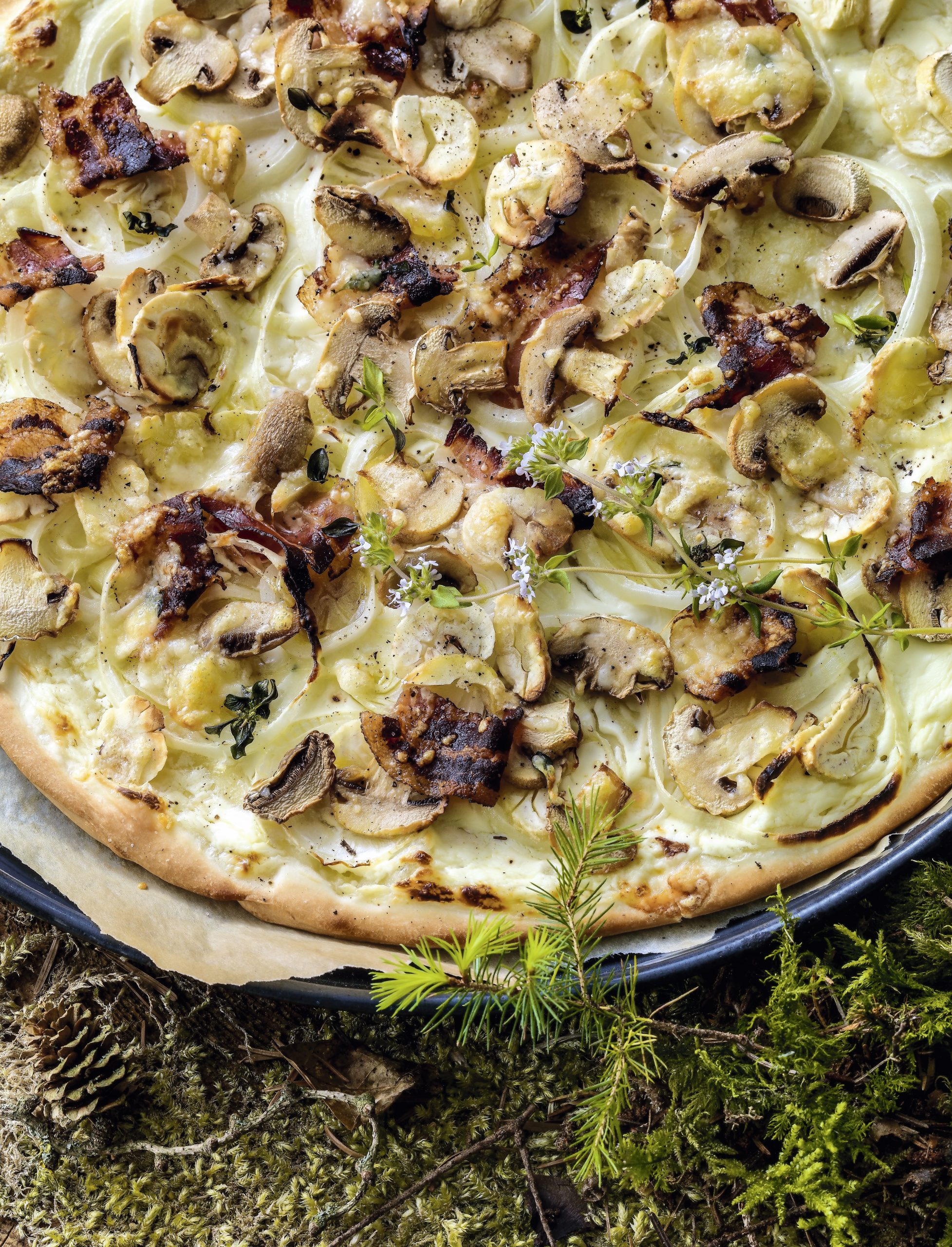 Pilz-Marroni-Flammkuchen
