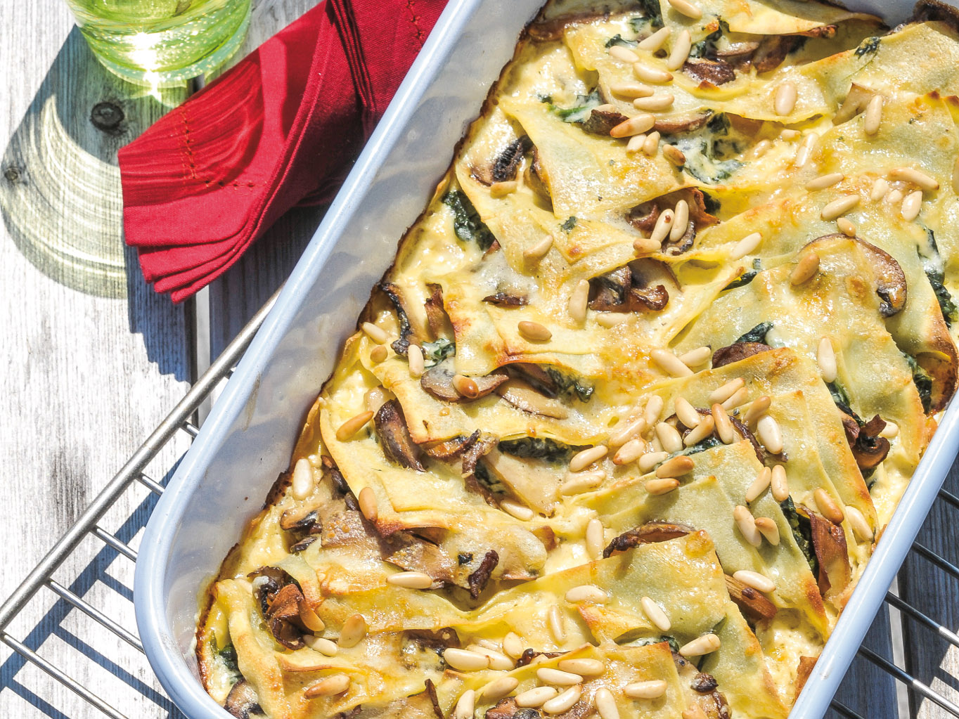 Lasagnes aux champignons et aux épinards