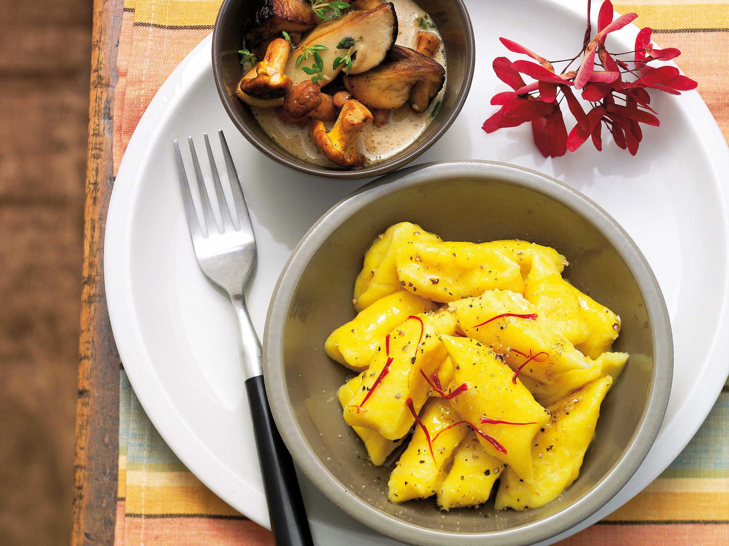 Pilzragout mit Safran-Gnocchi