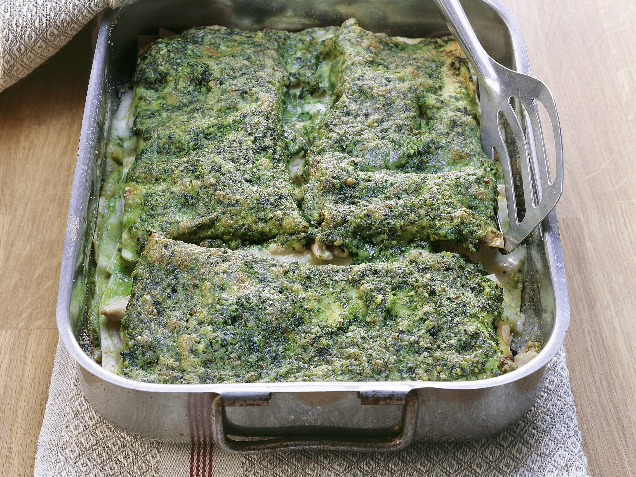 Poulet-Lasagne mit Pestosauce