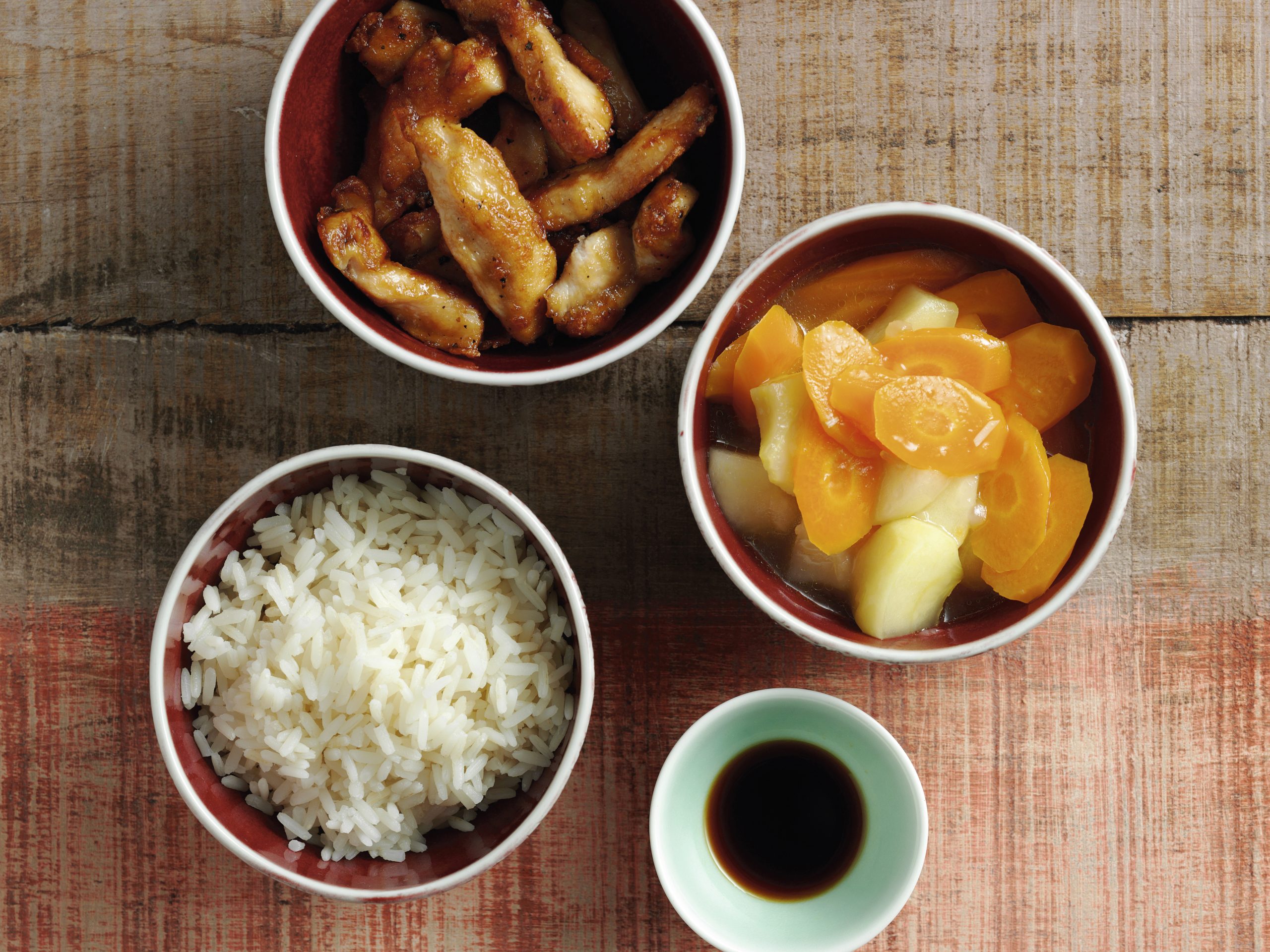 Poulet mit Apfel-Rüebli und Reis