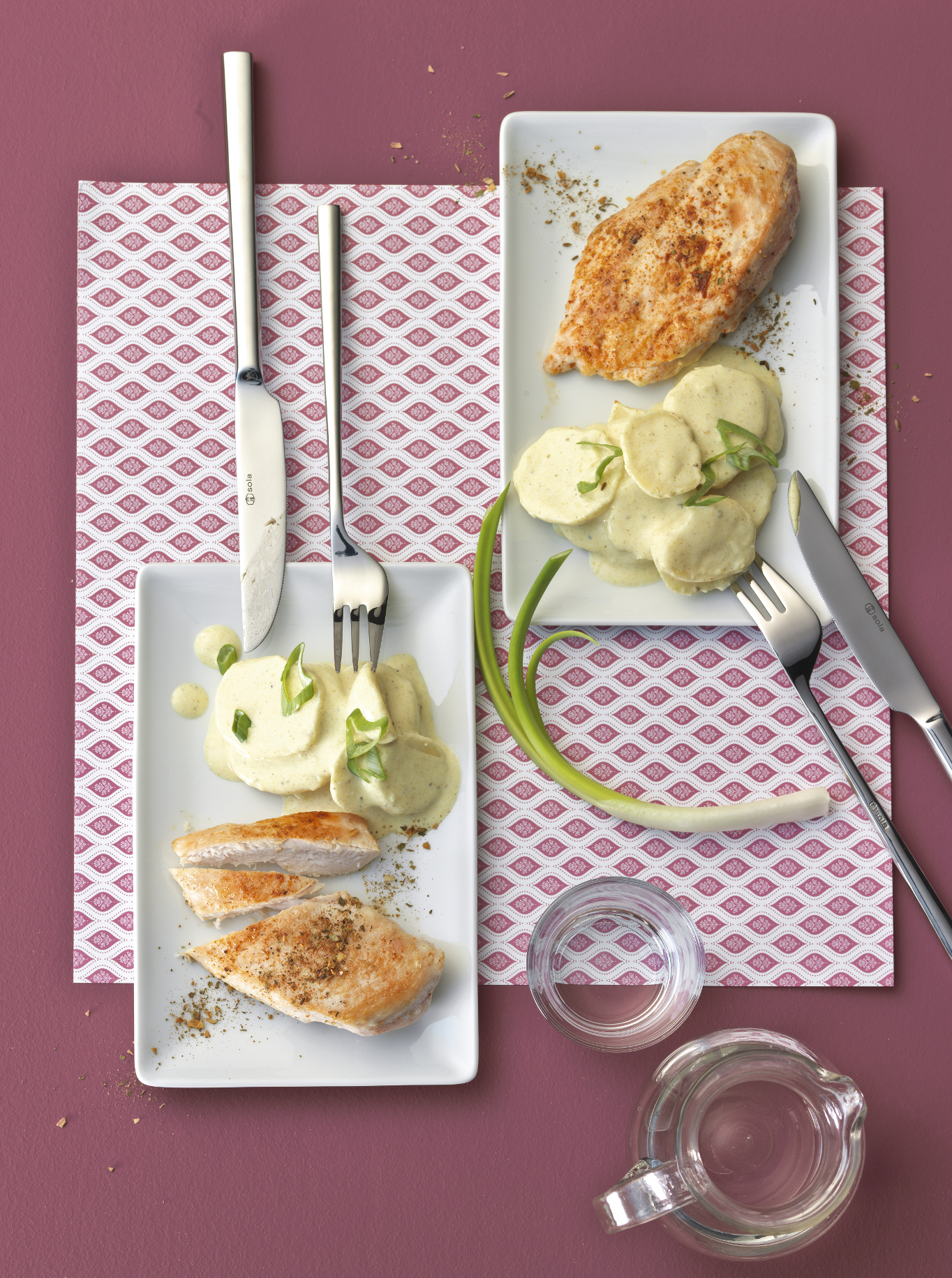 Poulet et salade de pommes de terre au curry