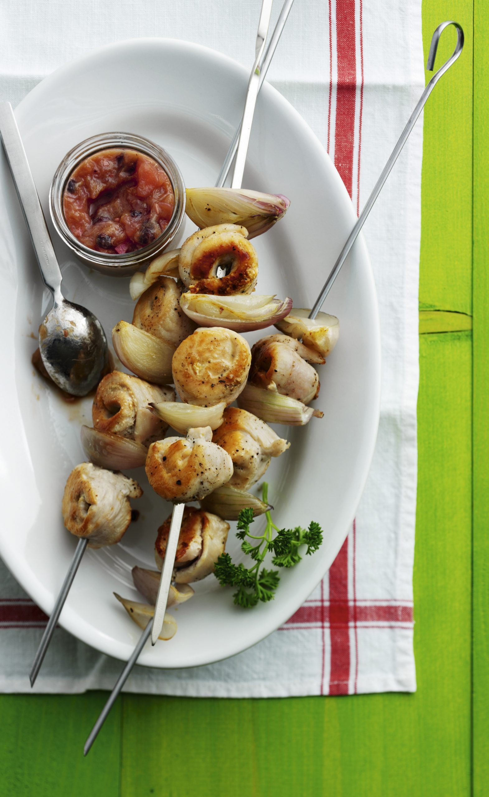 Pouletschnecken mit Rhabarber-Chutney