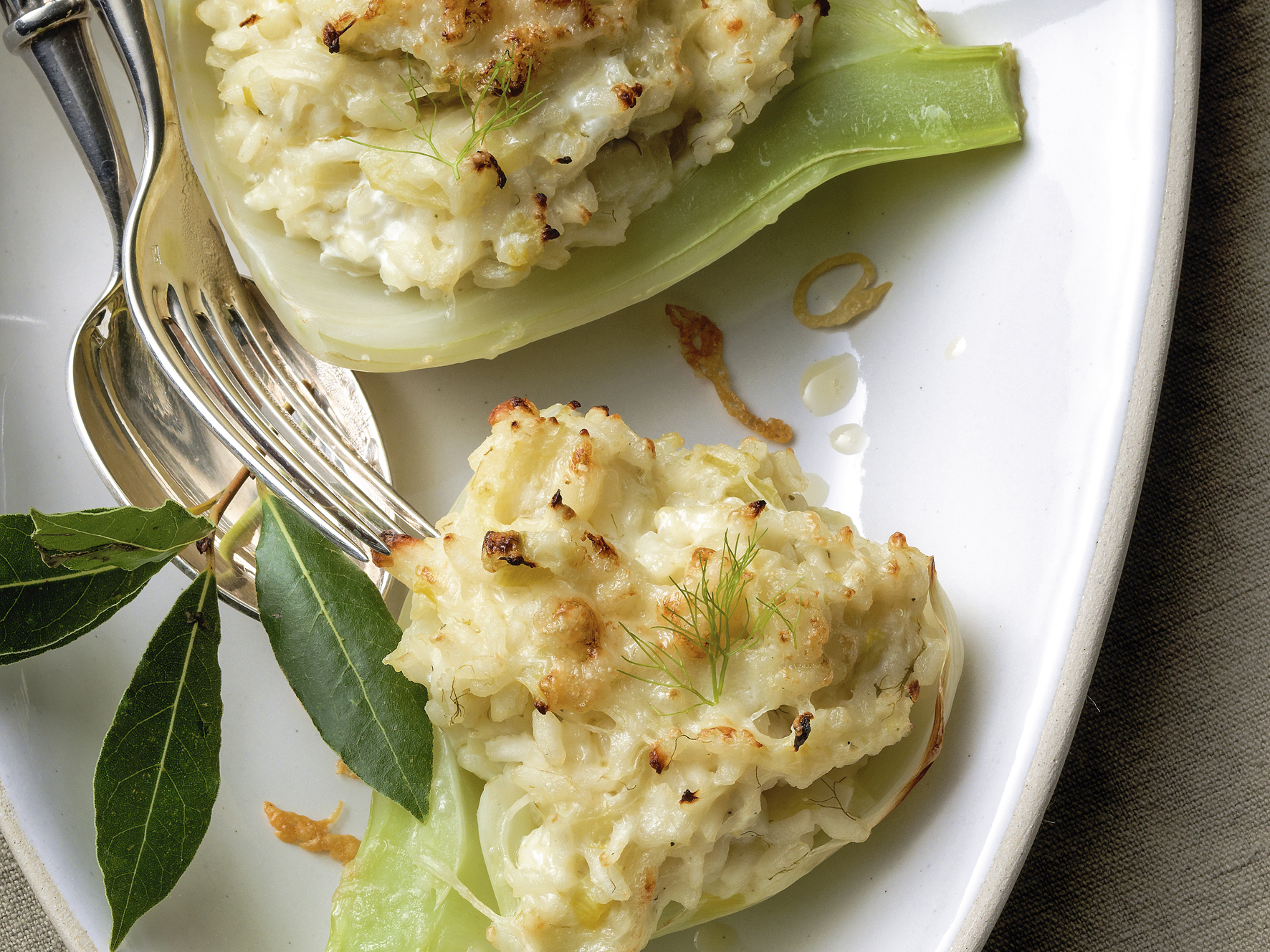 Bouchées de fenouil et risotto au séré