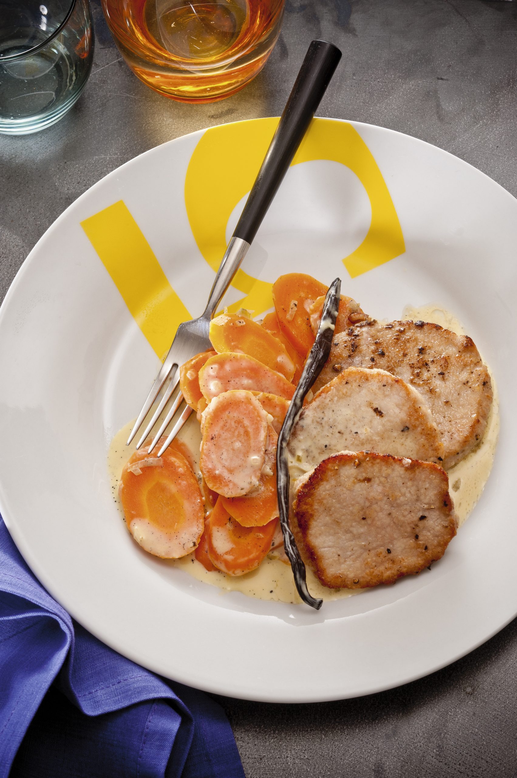 Escalopes à la crème aux carottes et à la vanille