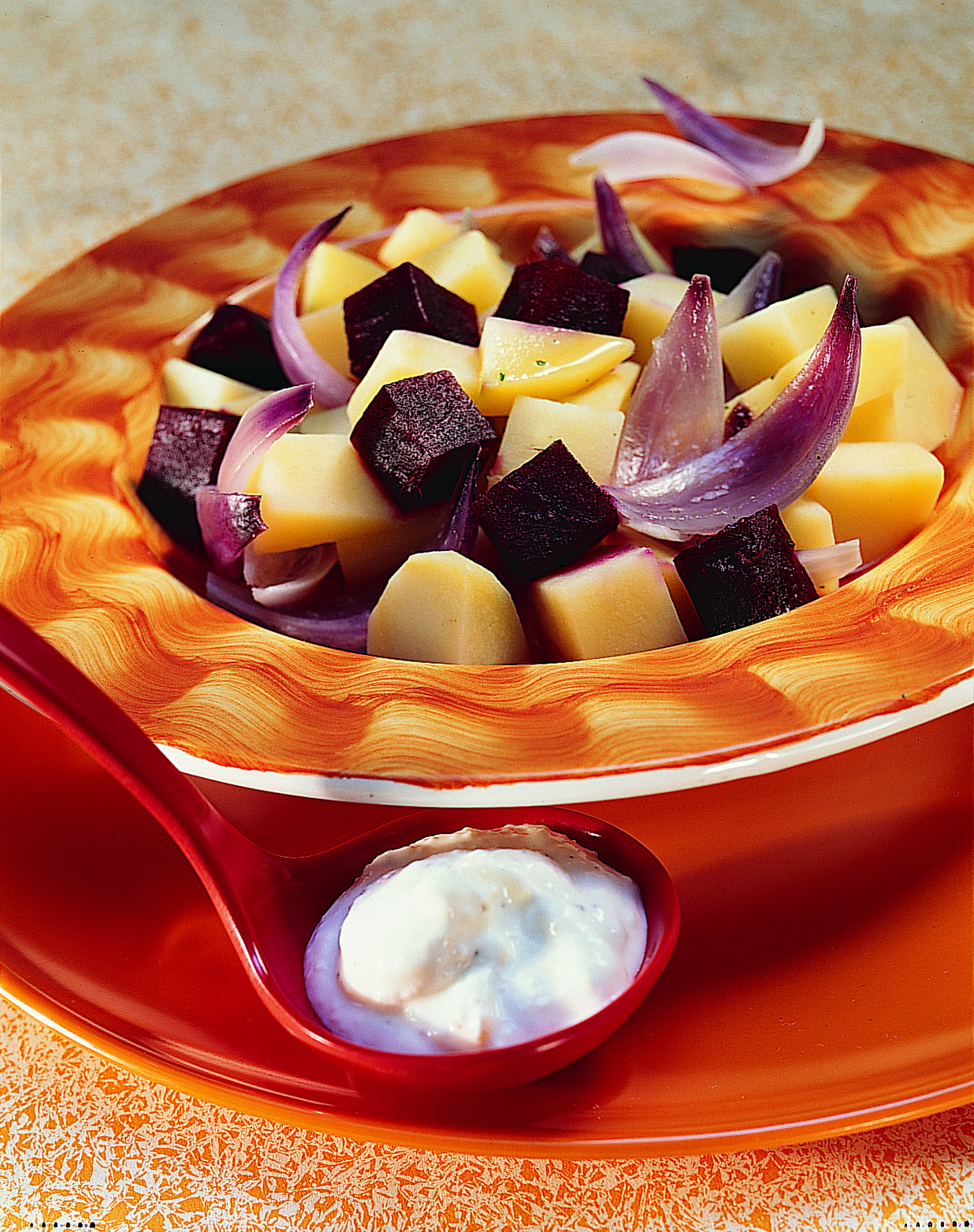 Potée aux betteraves, séré au sbrinz